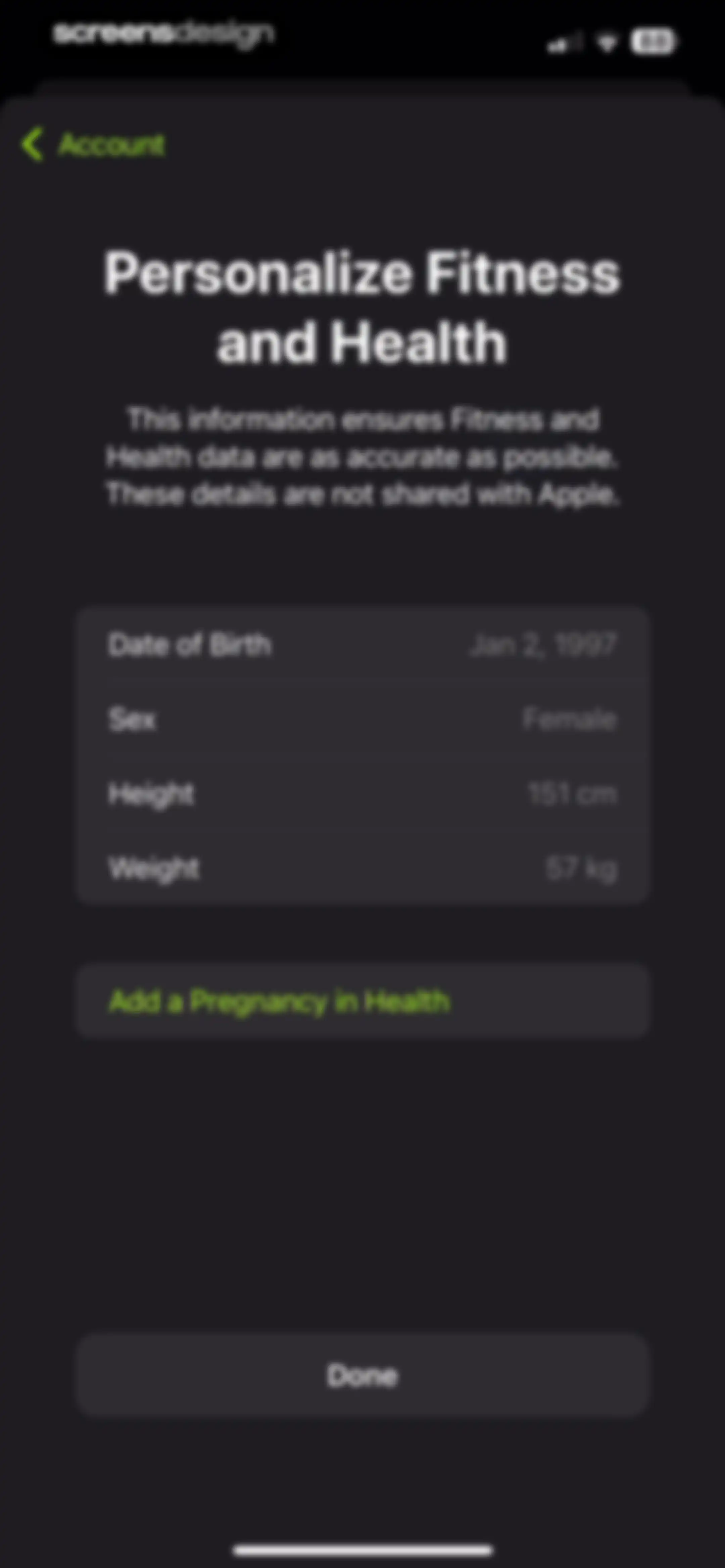 Apple Fitness screen 154