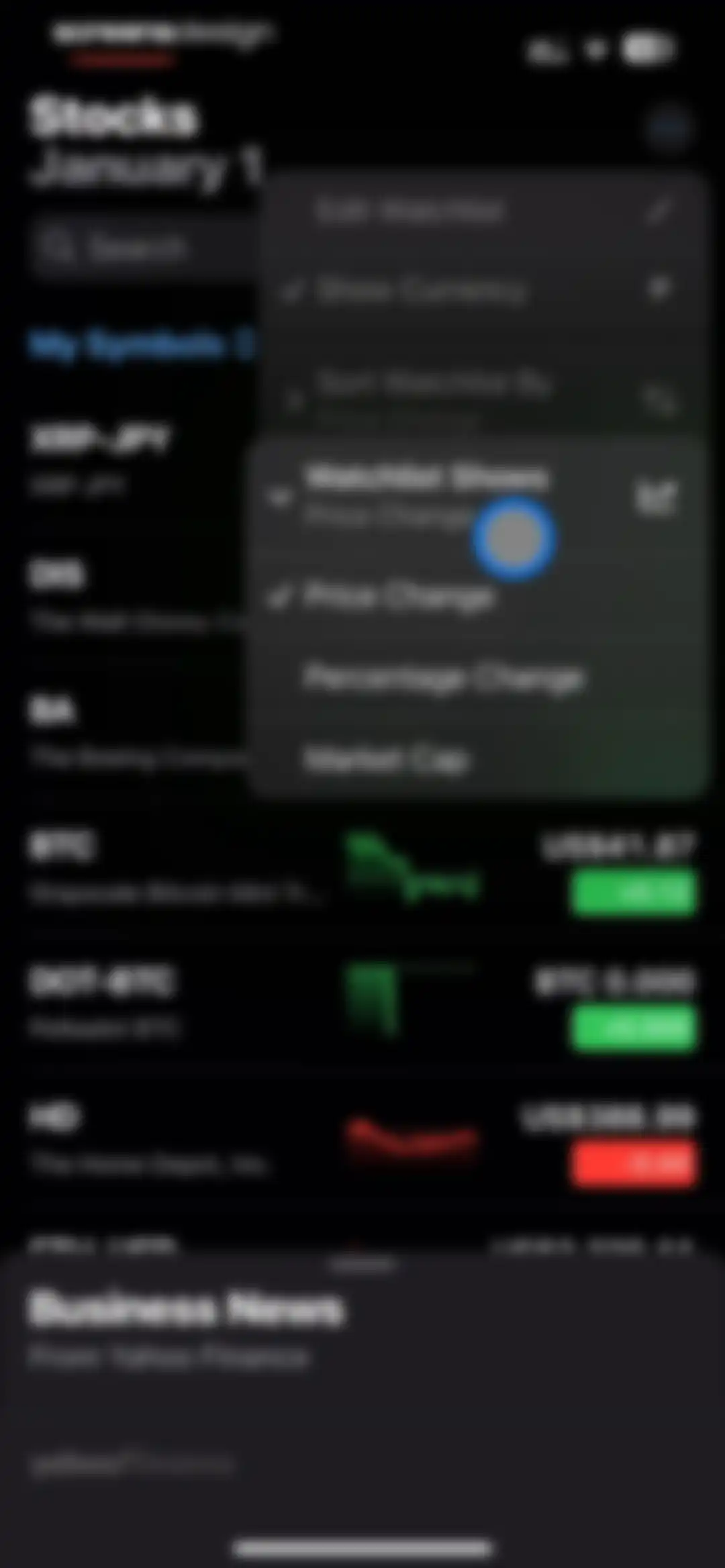 Stocks screen 22