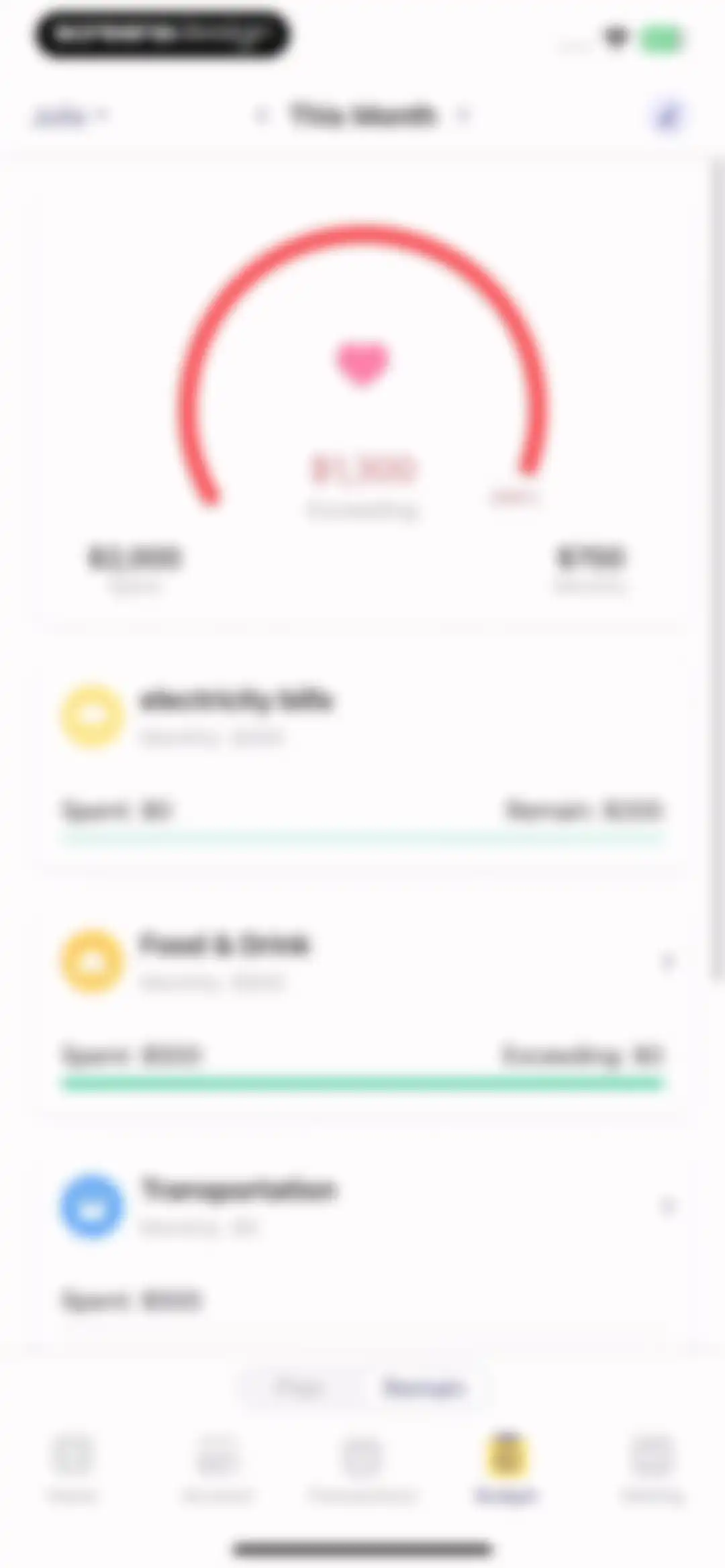 Budget app - spending tracker screen 79