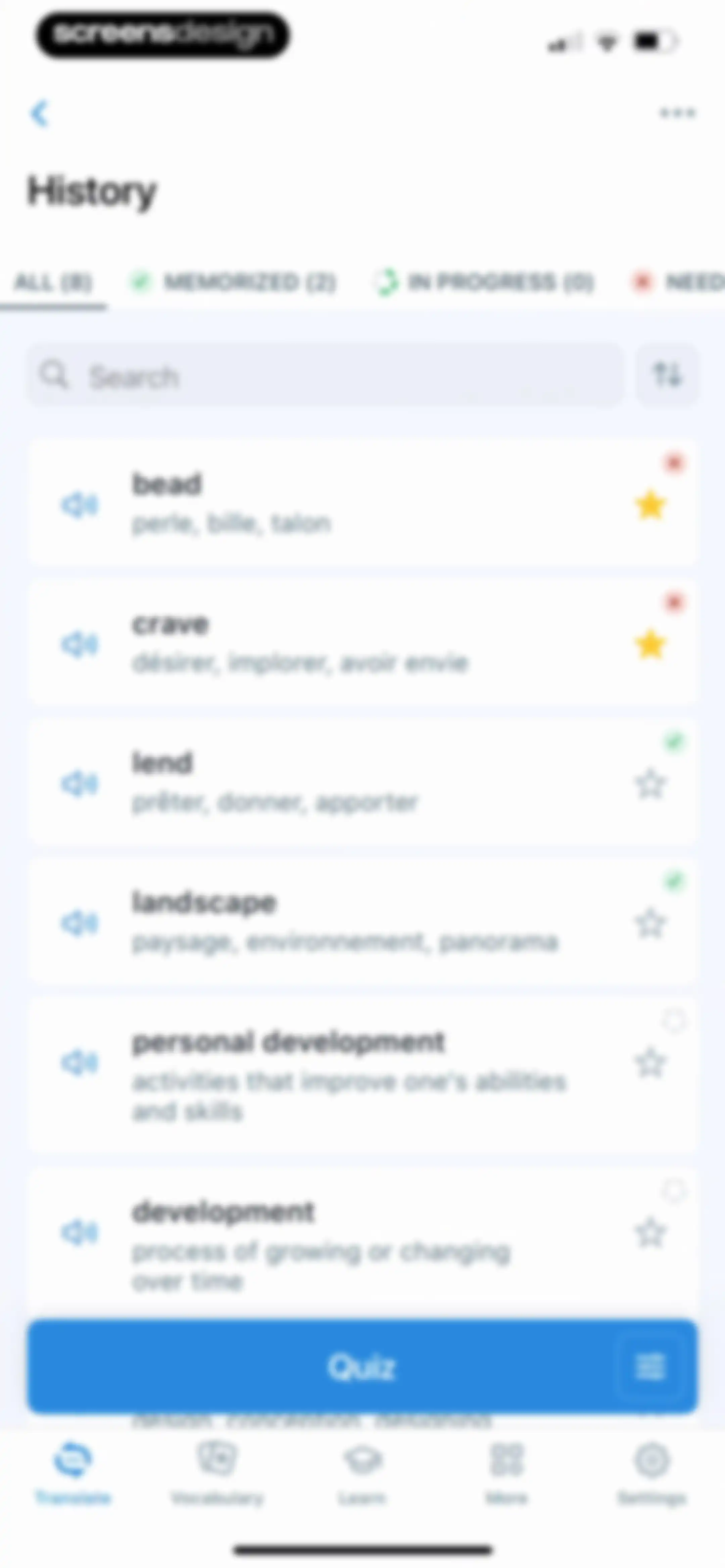 Reverso translate and learn screen 106