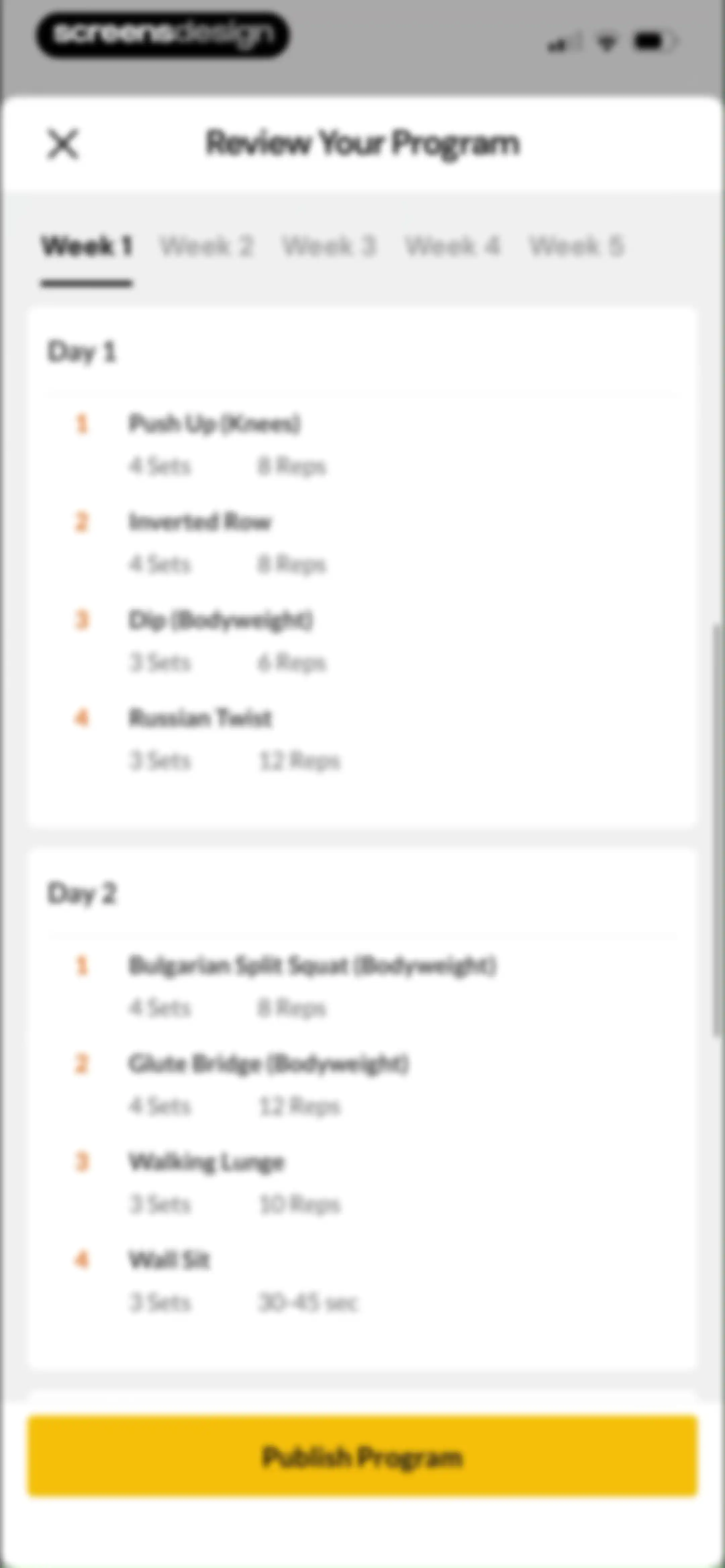 Boostcamp: Workout Programs screen 100