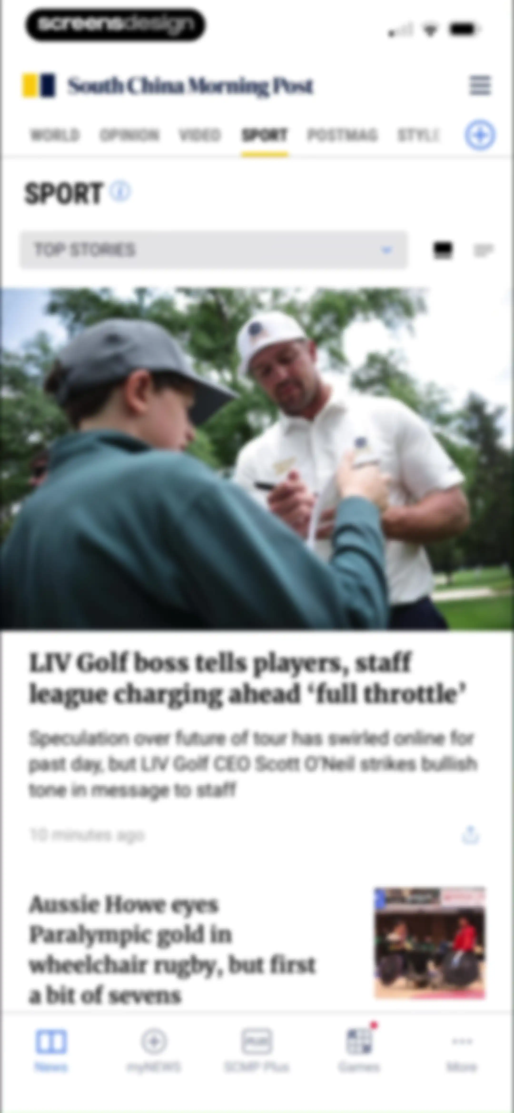 South China Morning Post: News screen 54