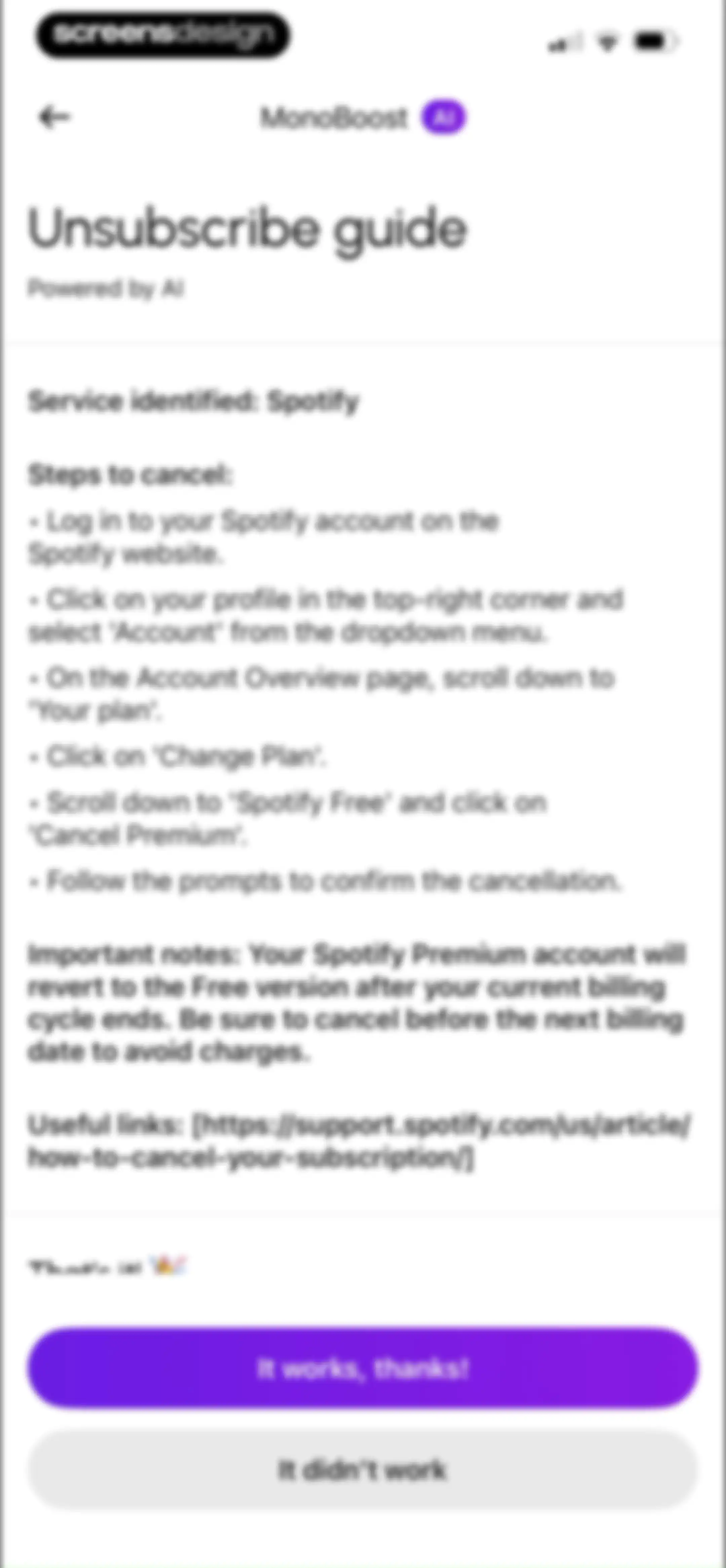 MonoBoost Cancel Subscriptions screen 33