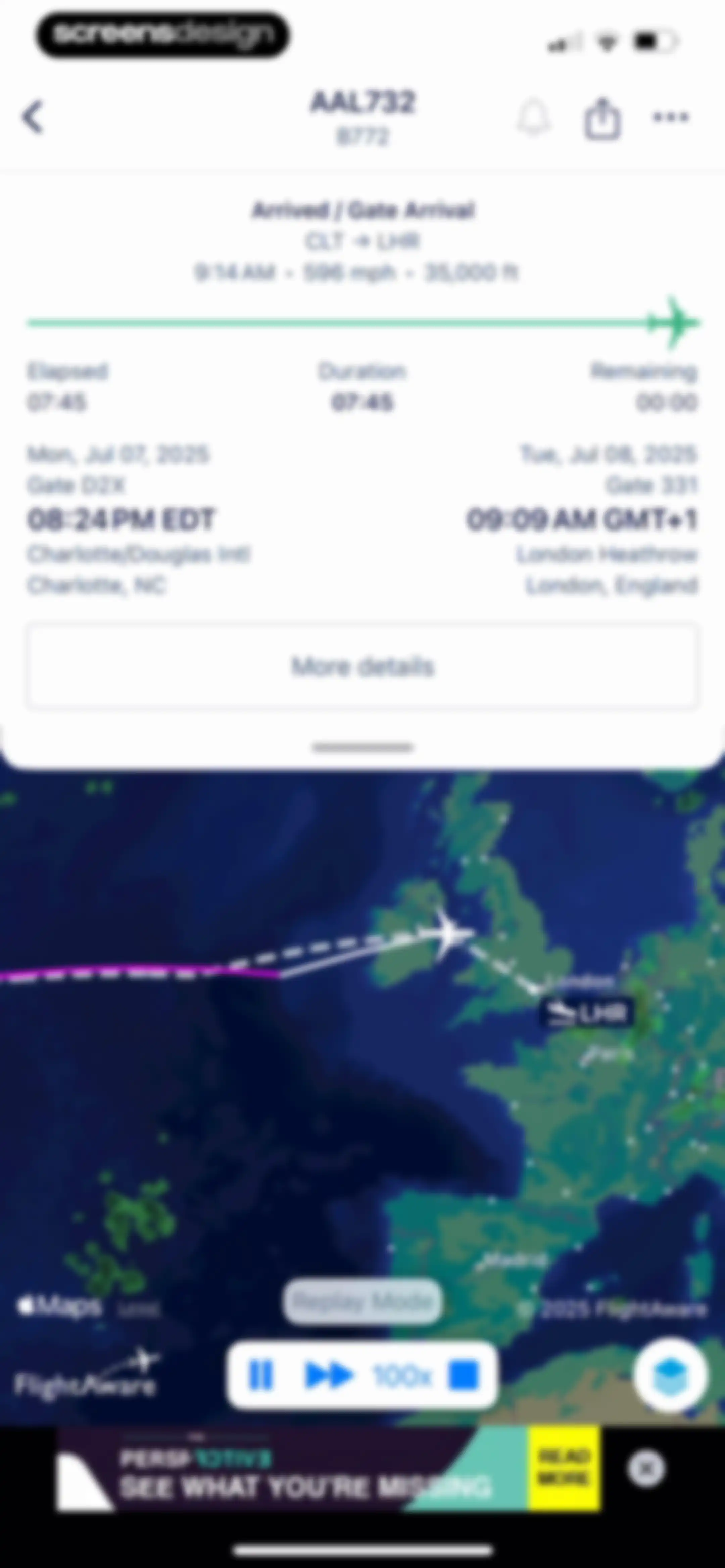 FlightAware Flight Tracker screen 45