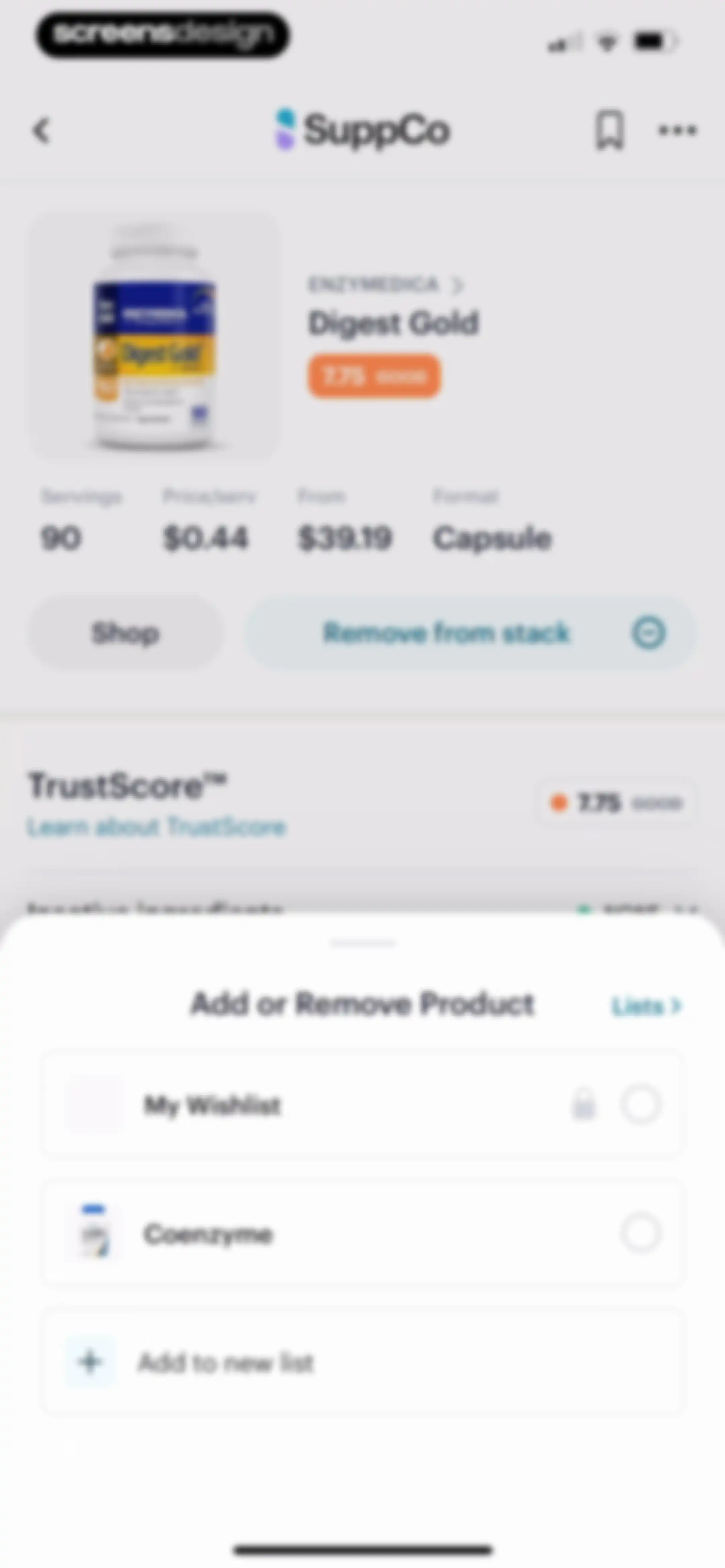 SuppCo: Supplement Scanner screen 74