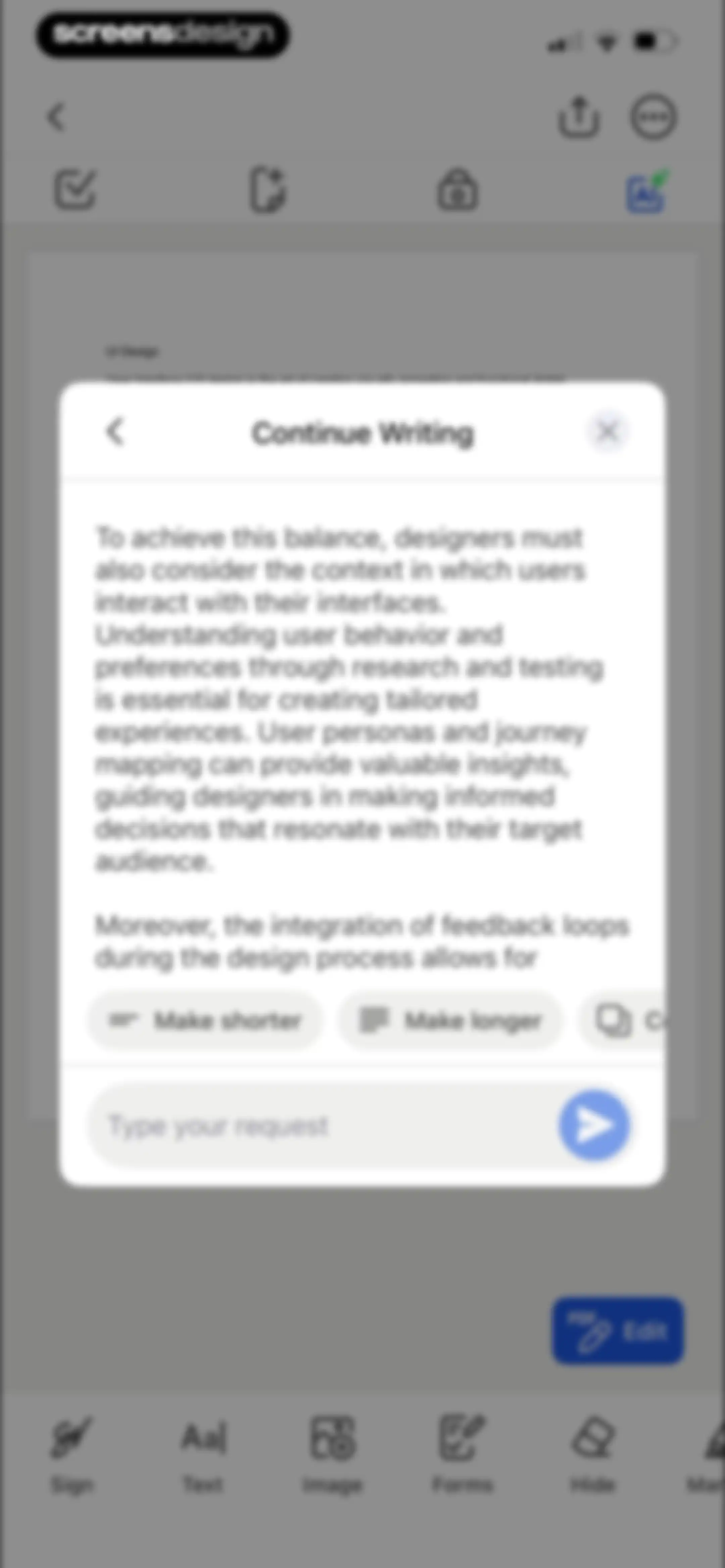 Forma: PDF Document Editor screen 97