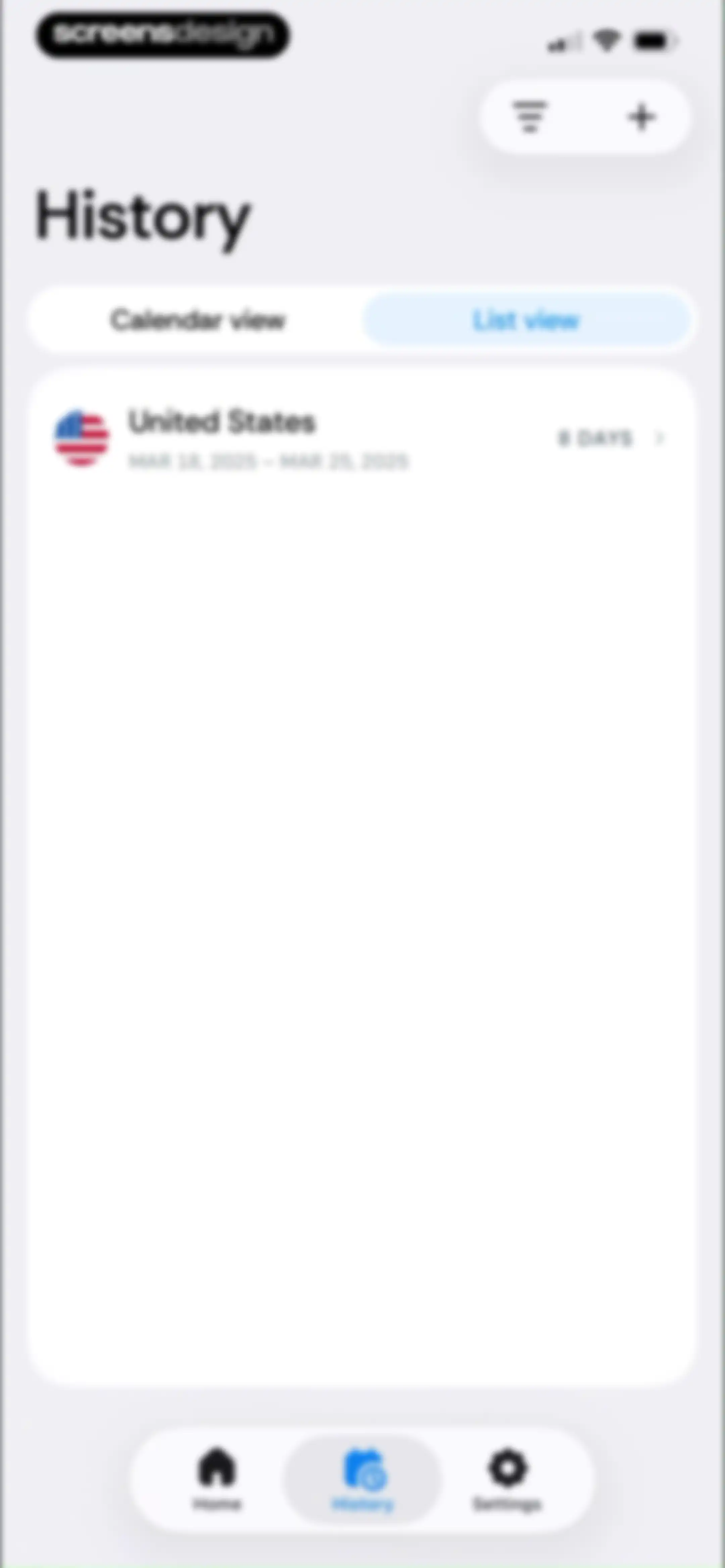 Country Days Tracker: Bounded screen 86