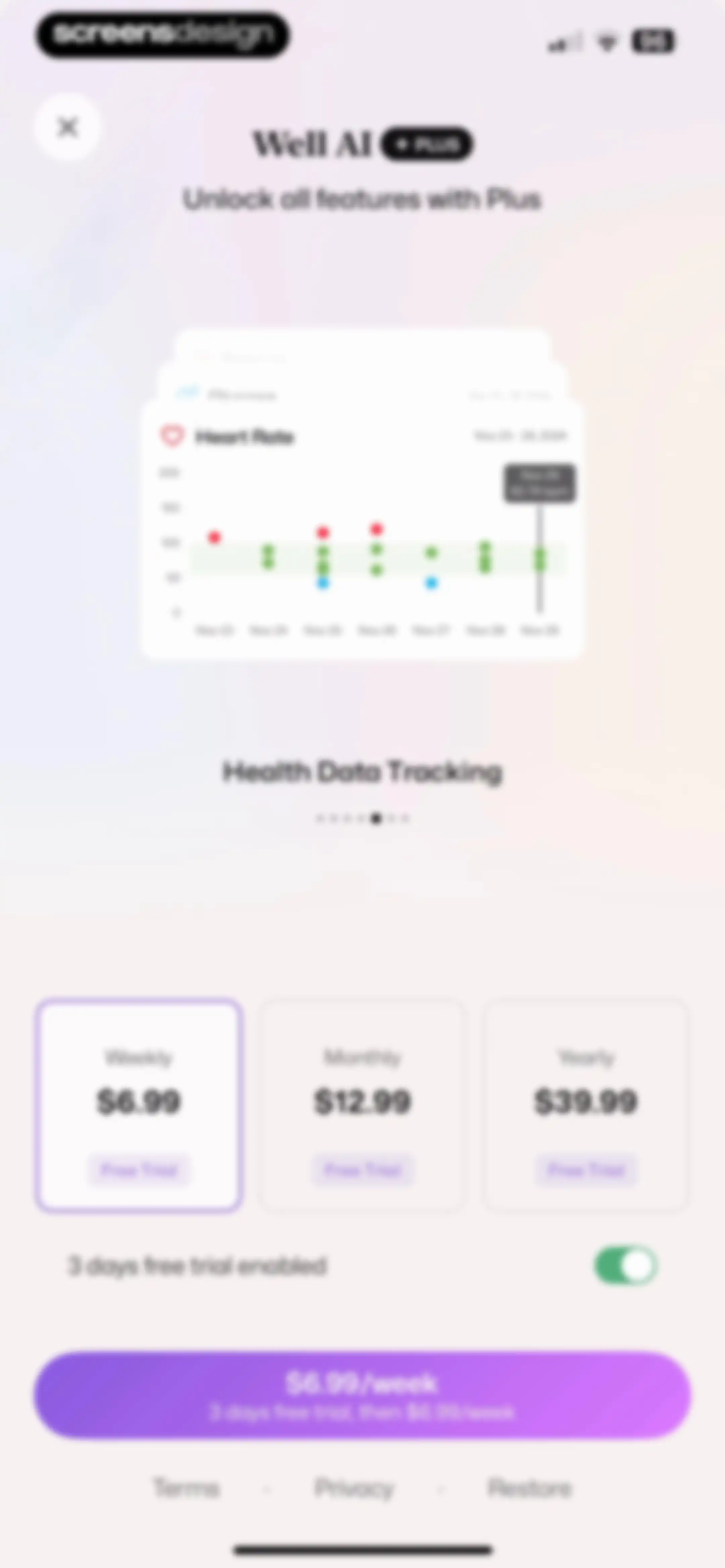 Well AI: Improve Well-being screen 134