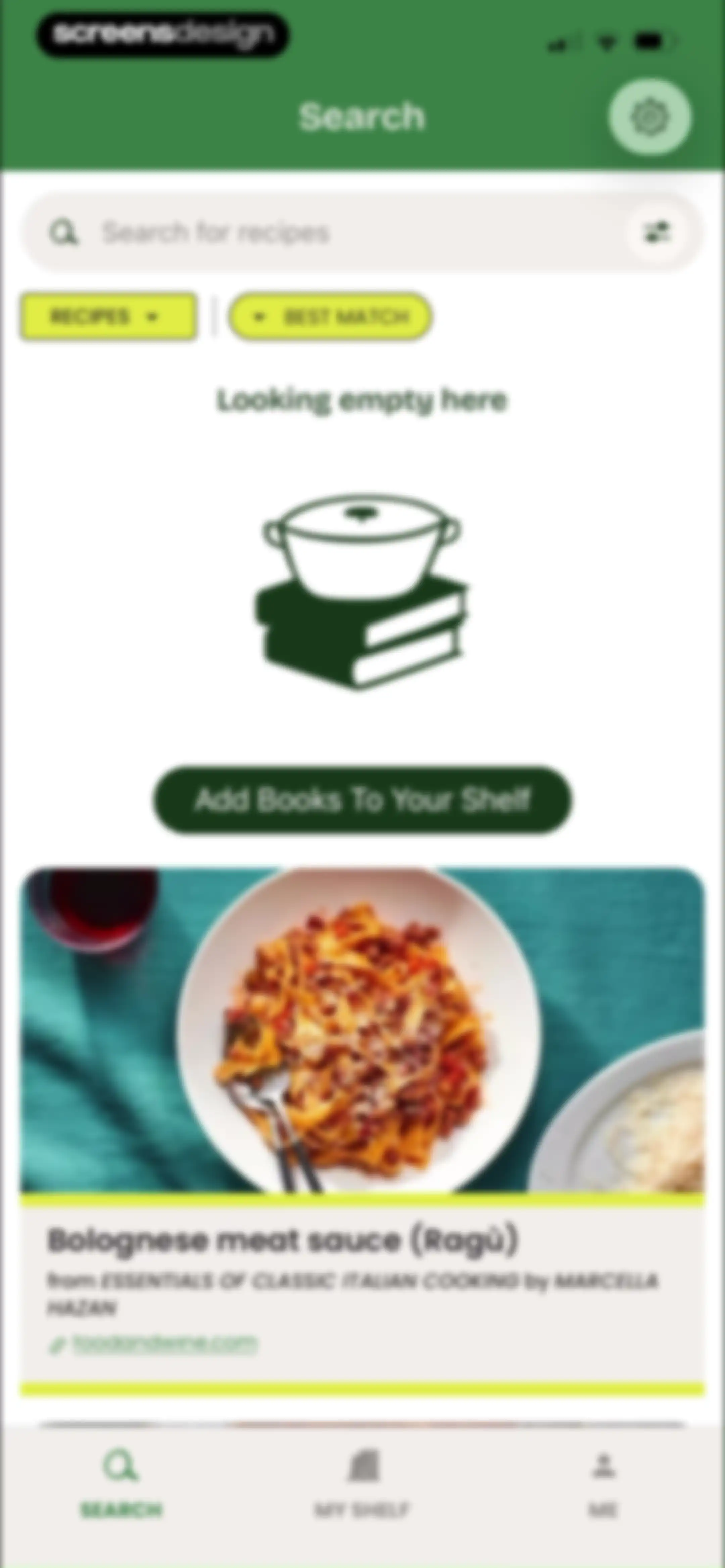 CookShelf: Search Cookbooks screen 22