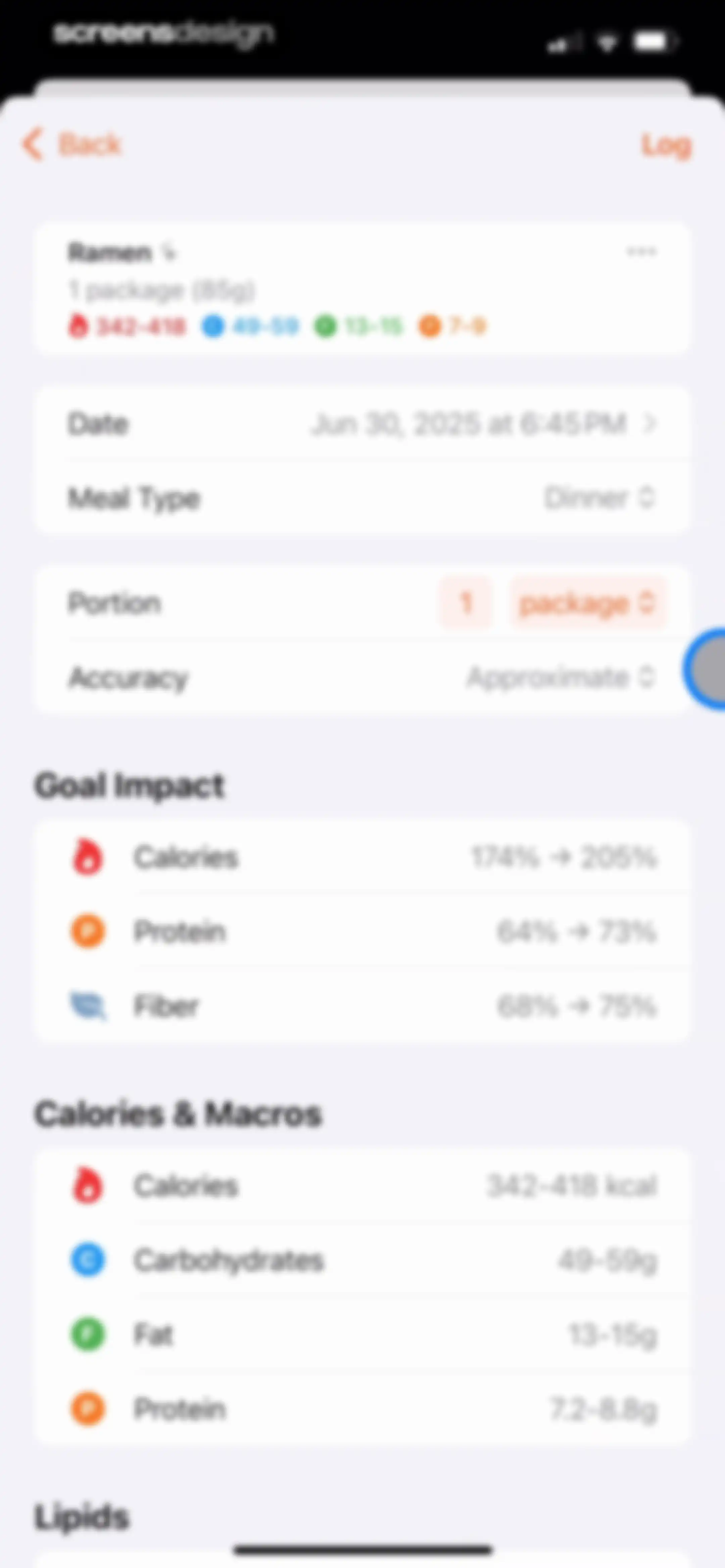 Nutrition Tracker: Foodnoms screen 130