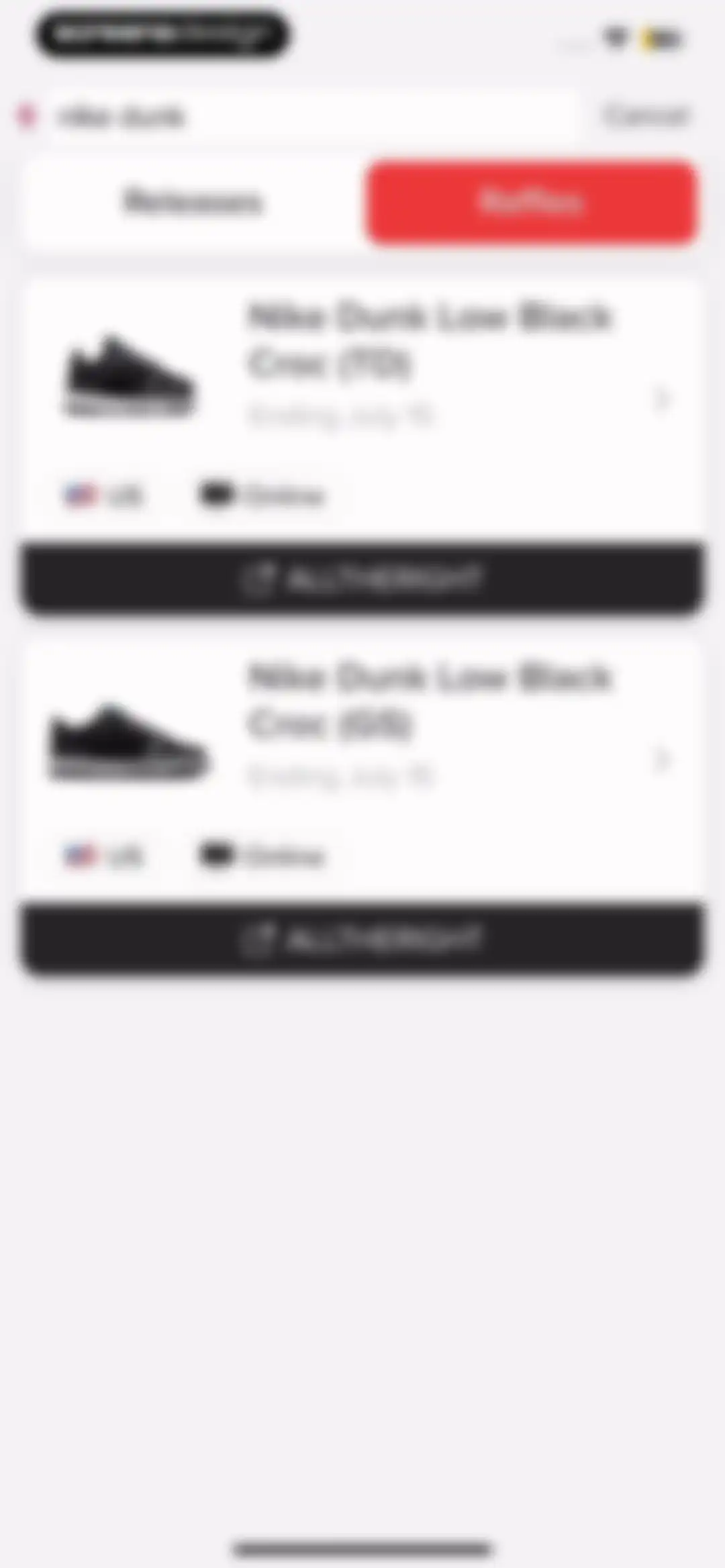 Sneakers Drops: Release＋Raffle screen 26