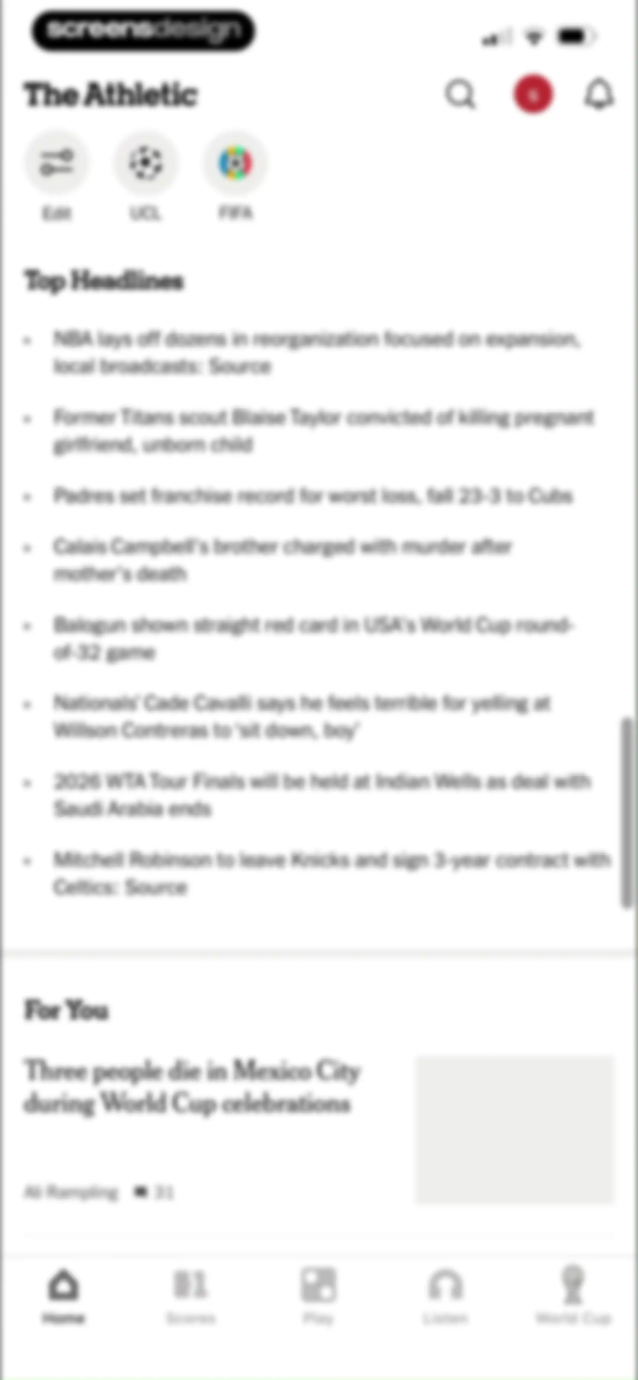 The Athletic: All Sports News screen 29