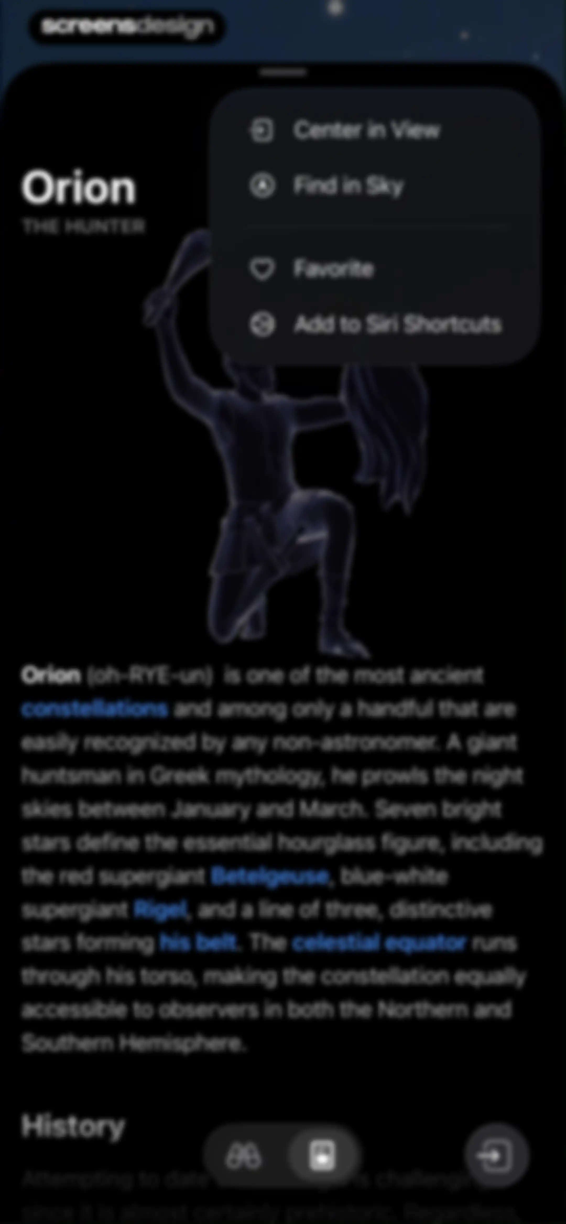 Sky Guide screen 86