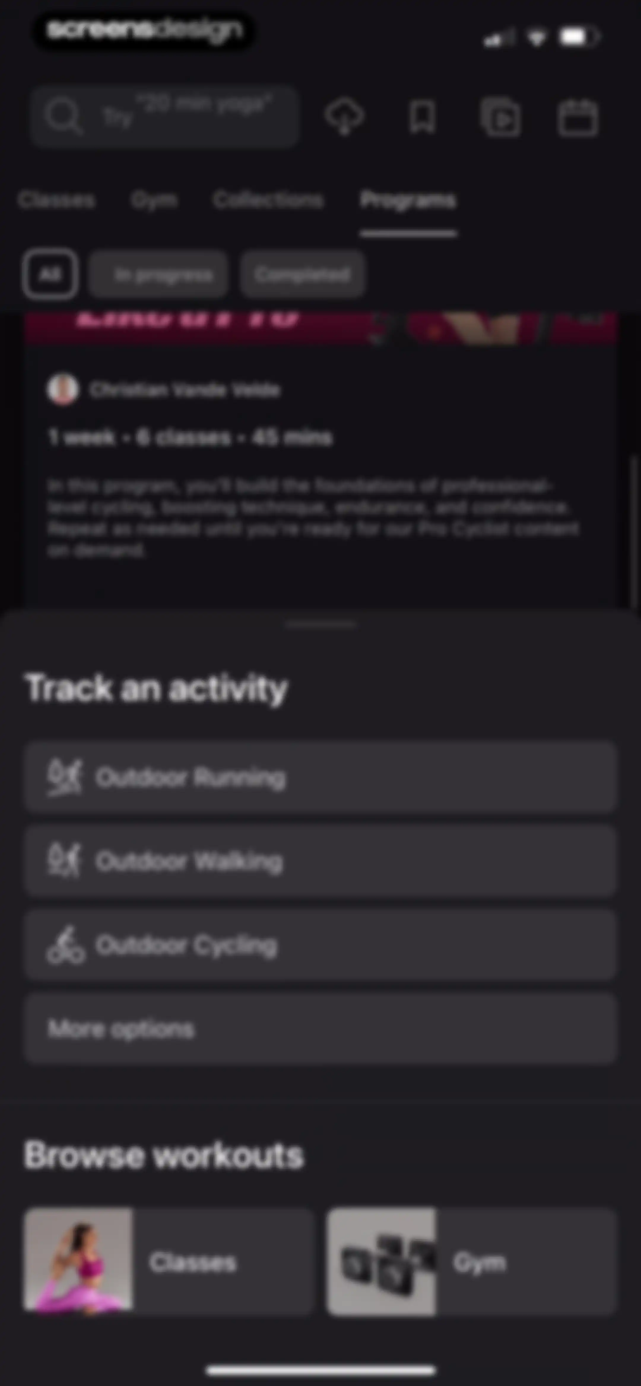 Peloton: Fitness & Workouts screen 162