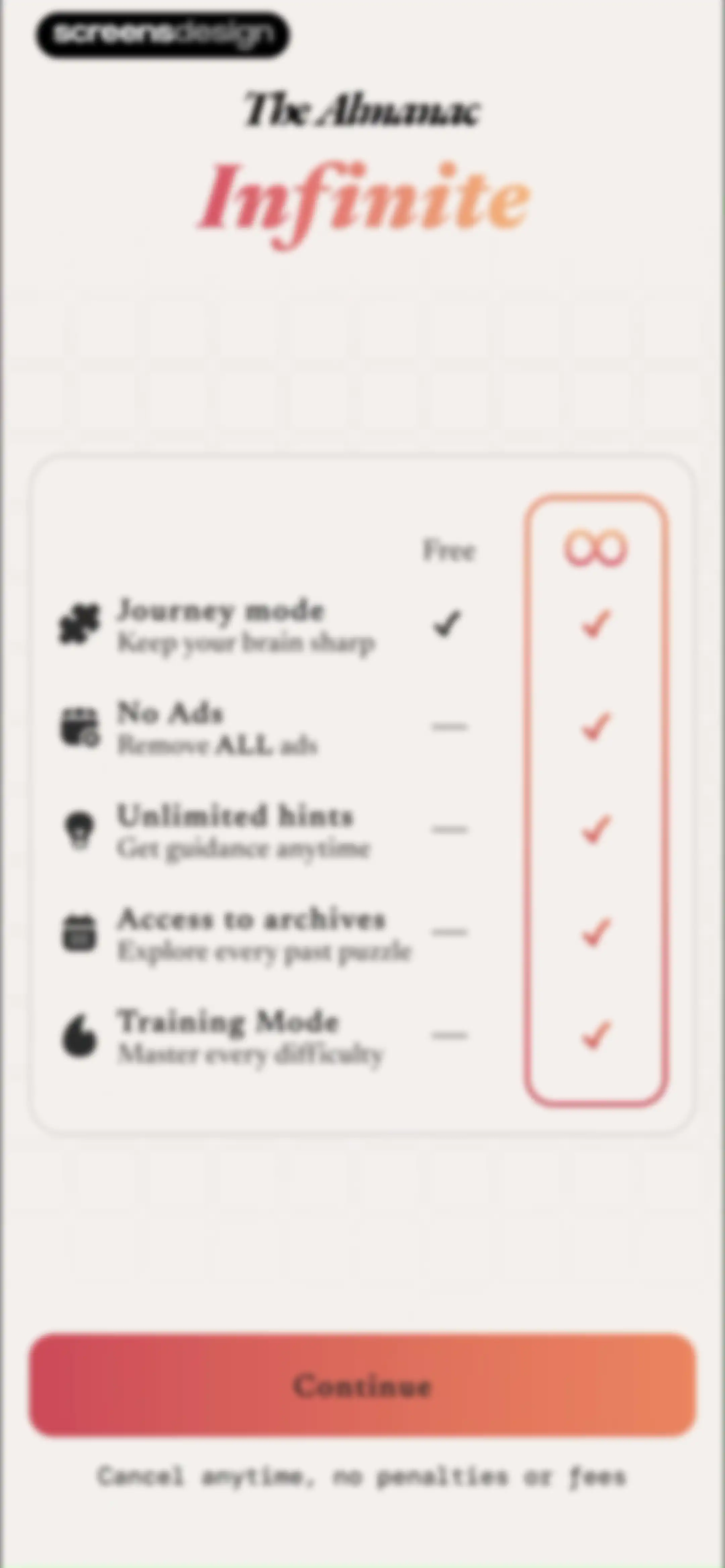 The Almanac screen 61