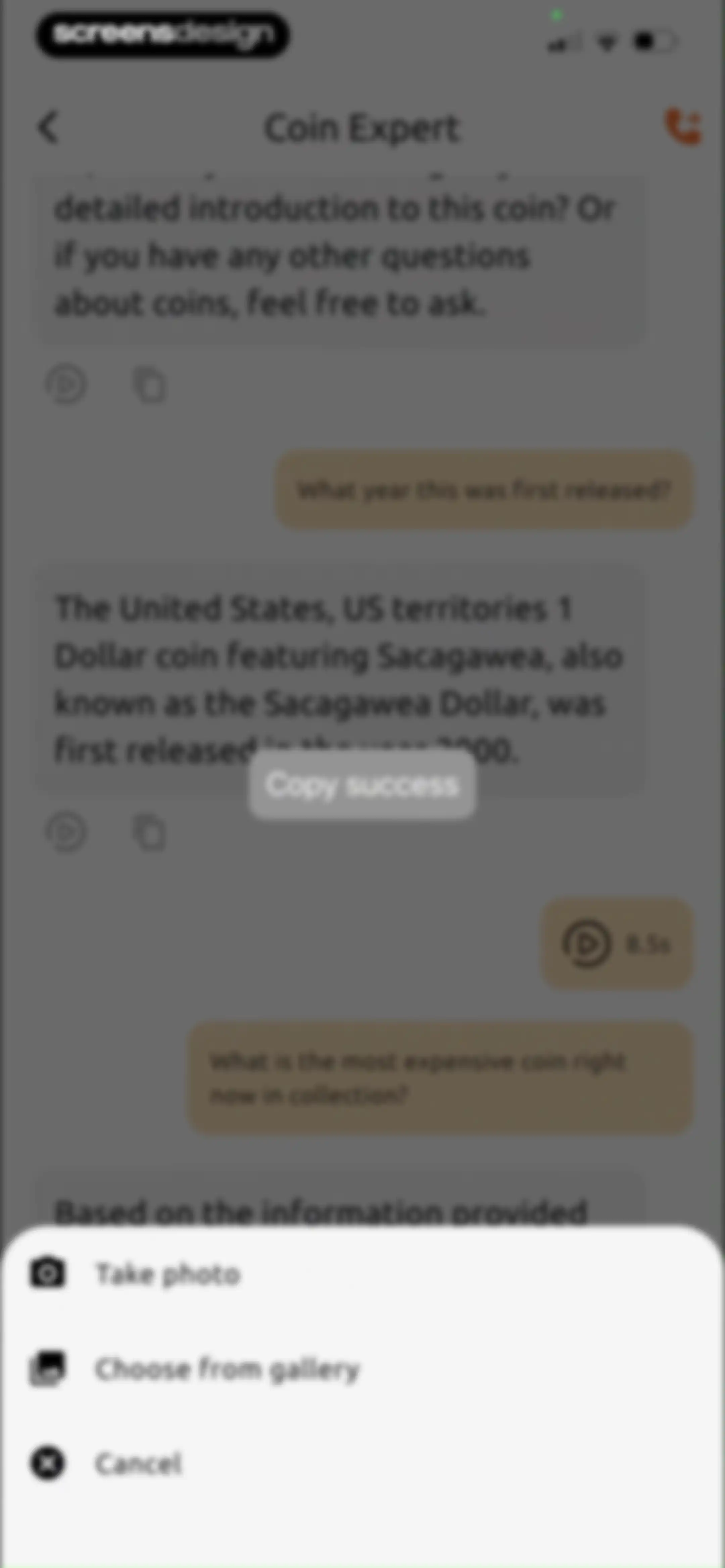 ChatCoin: Coin Identifier screen 34