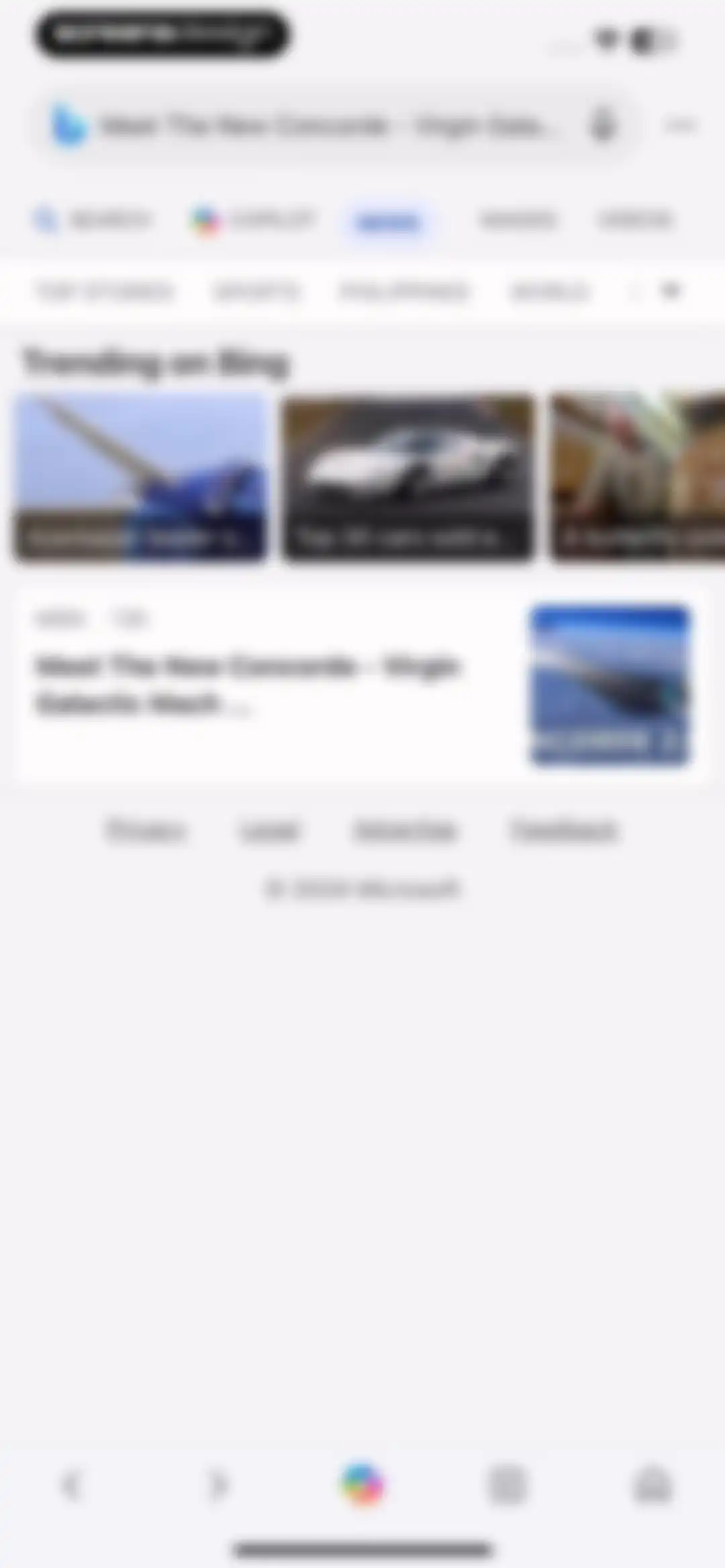 Microsoft Bing Search screen 52