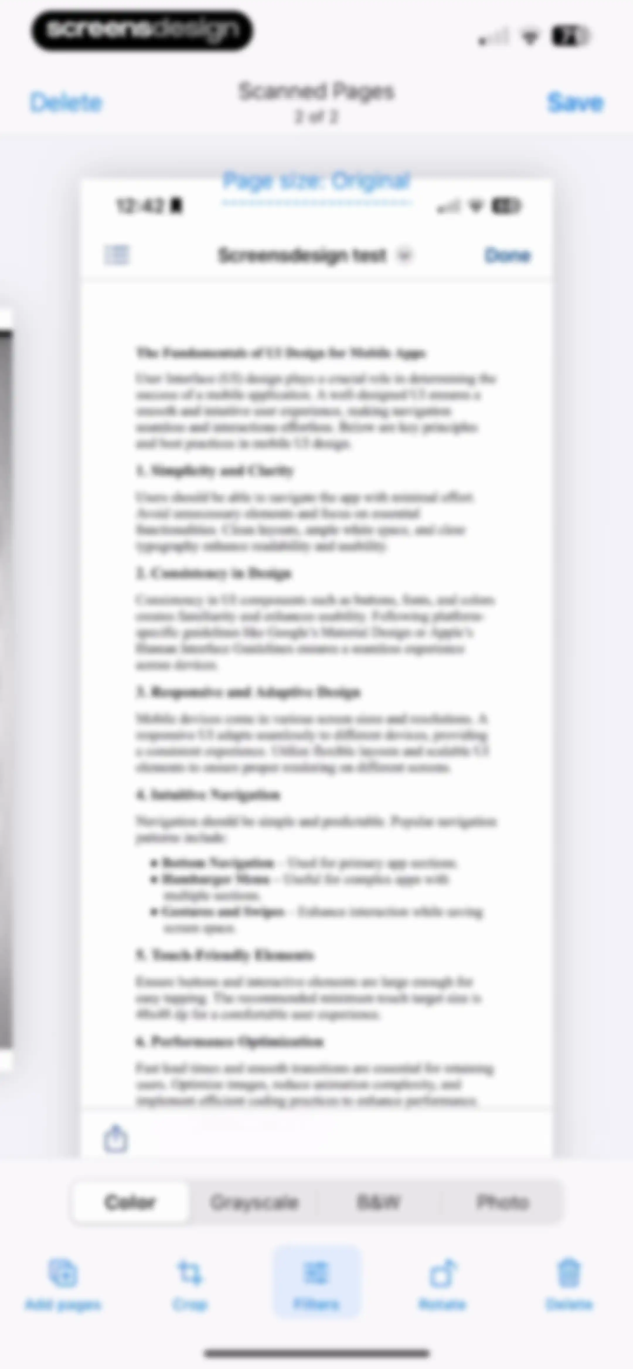 Scanner App. JPG, Photo to PDF screen 25