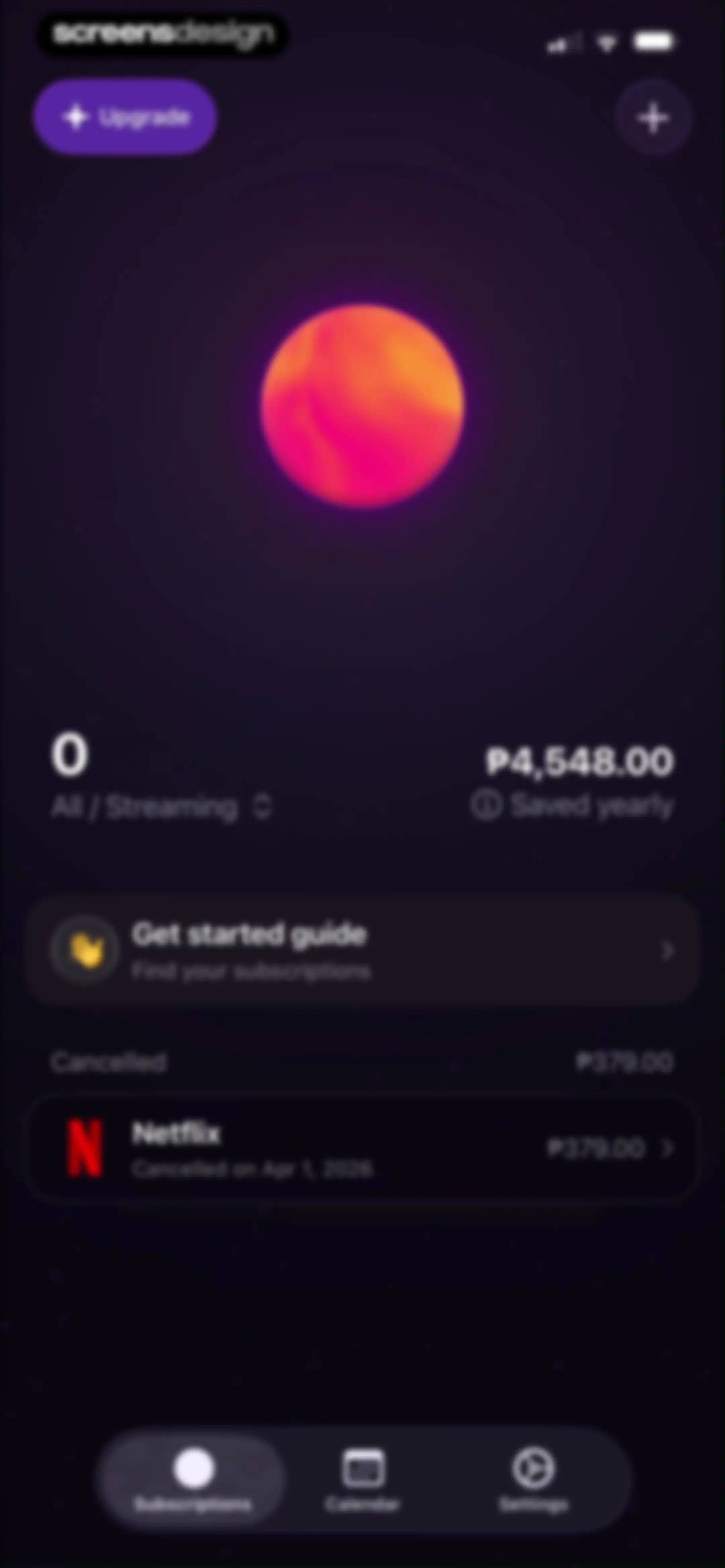 Subscription Manager: Orbit screen 28