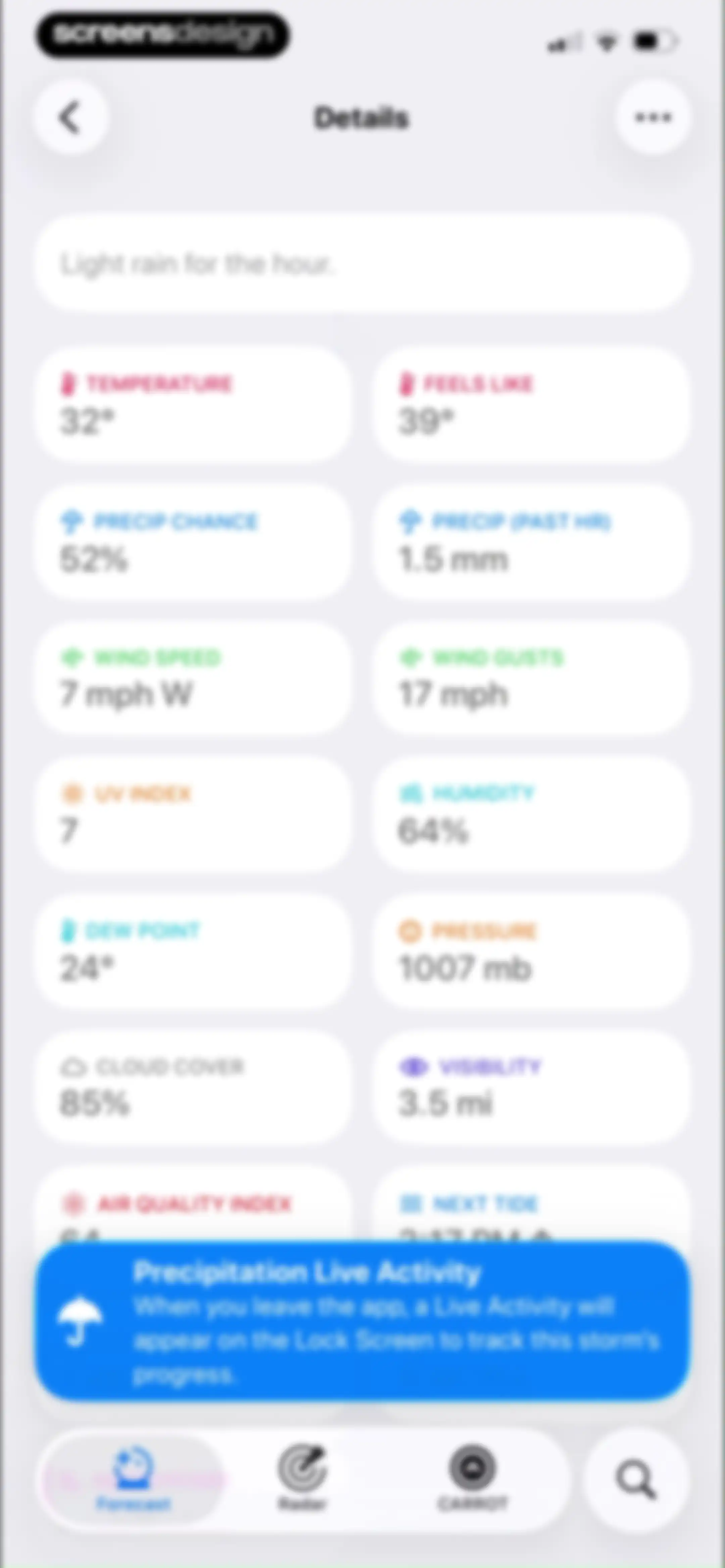 CARROT Weather: Alerts & Radar screen 25