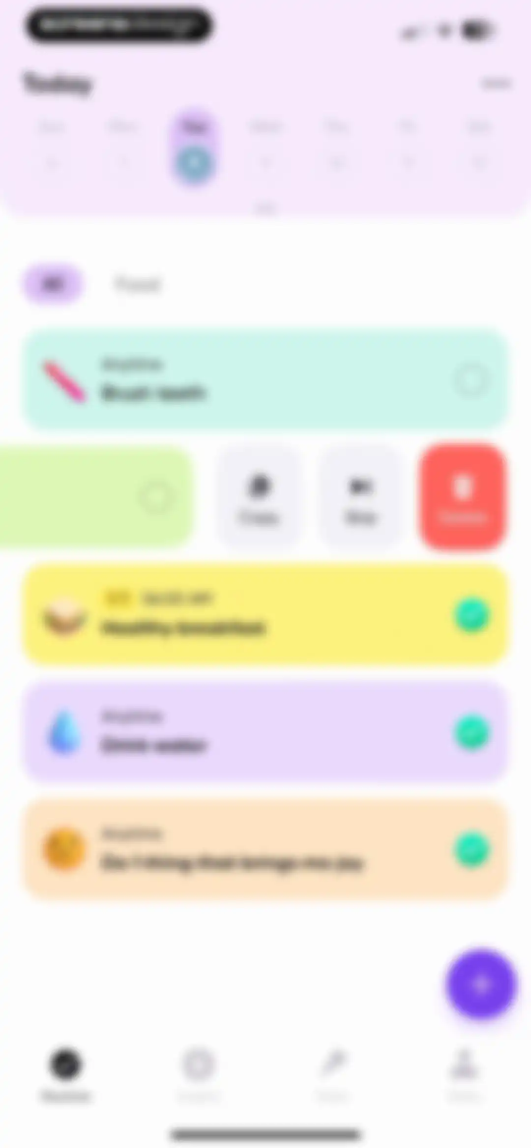 Me+ Lifestyle Routine screen 81