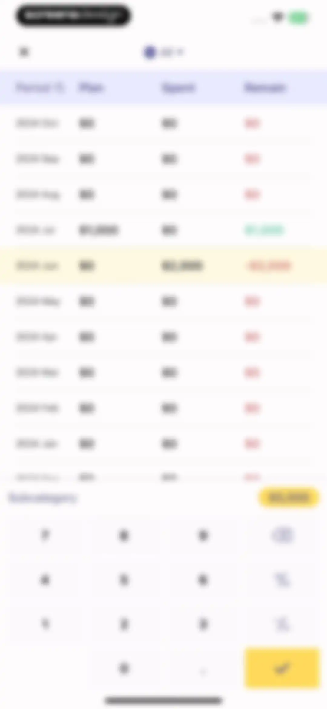 Budget app - spending tracker screen 74