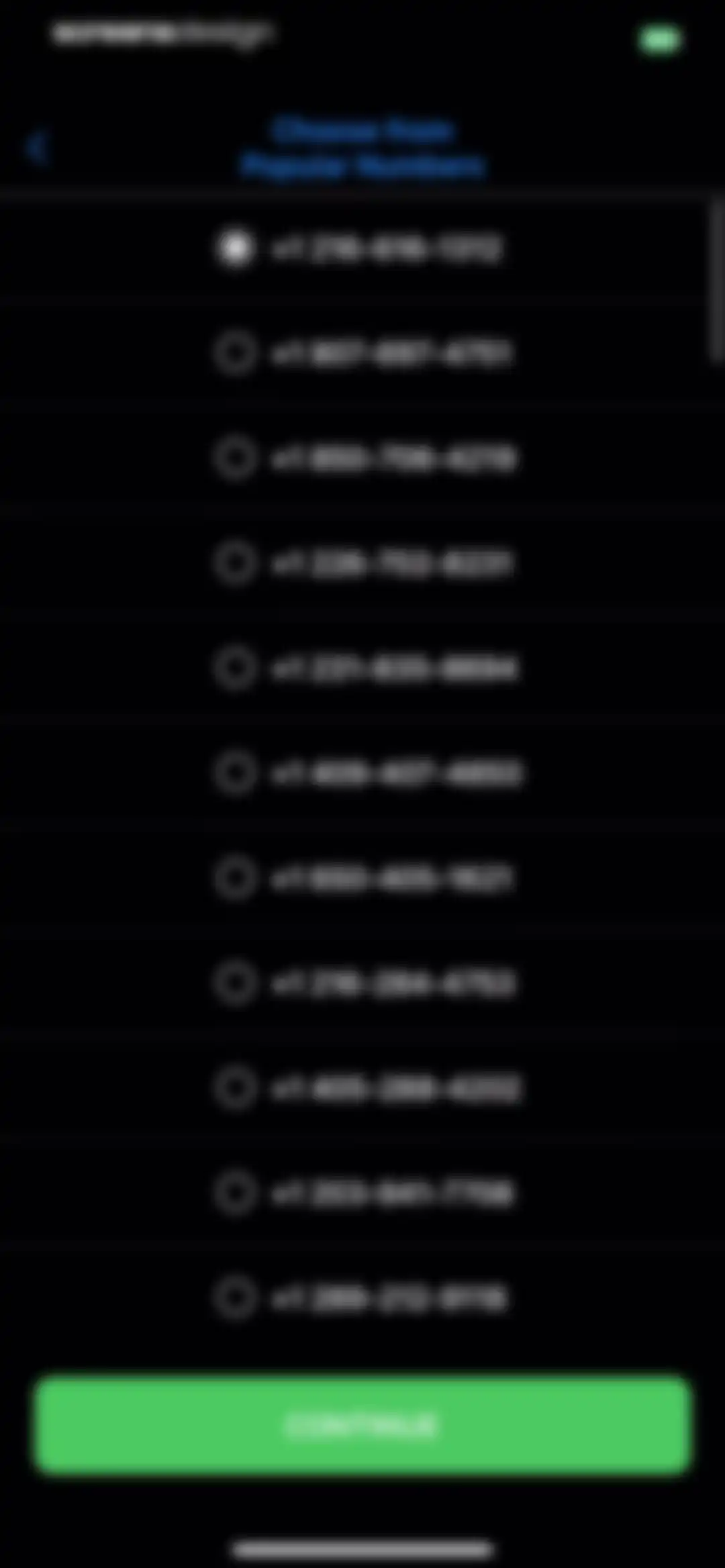 Second Phone Number' screen 19