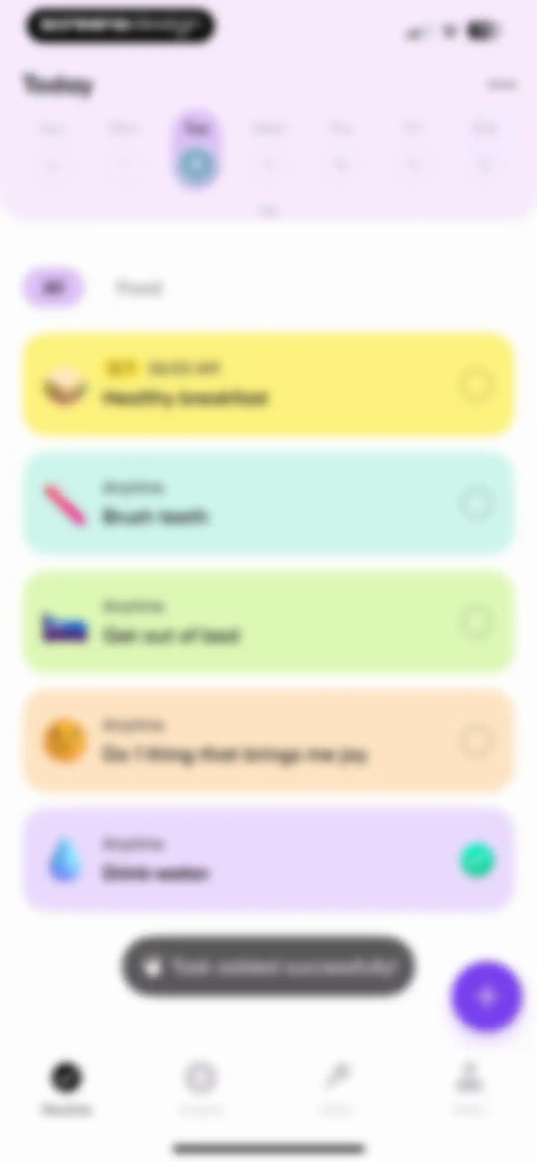 Me+ Lifestyle Routine screen 78