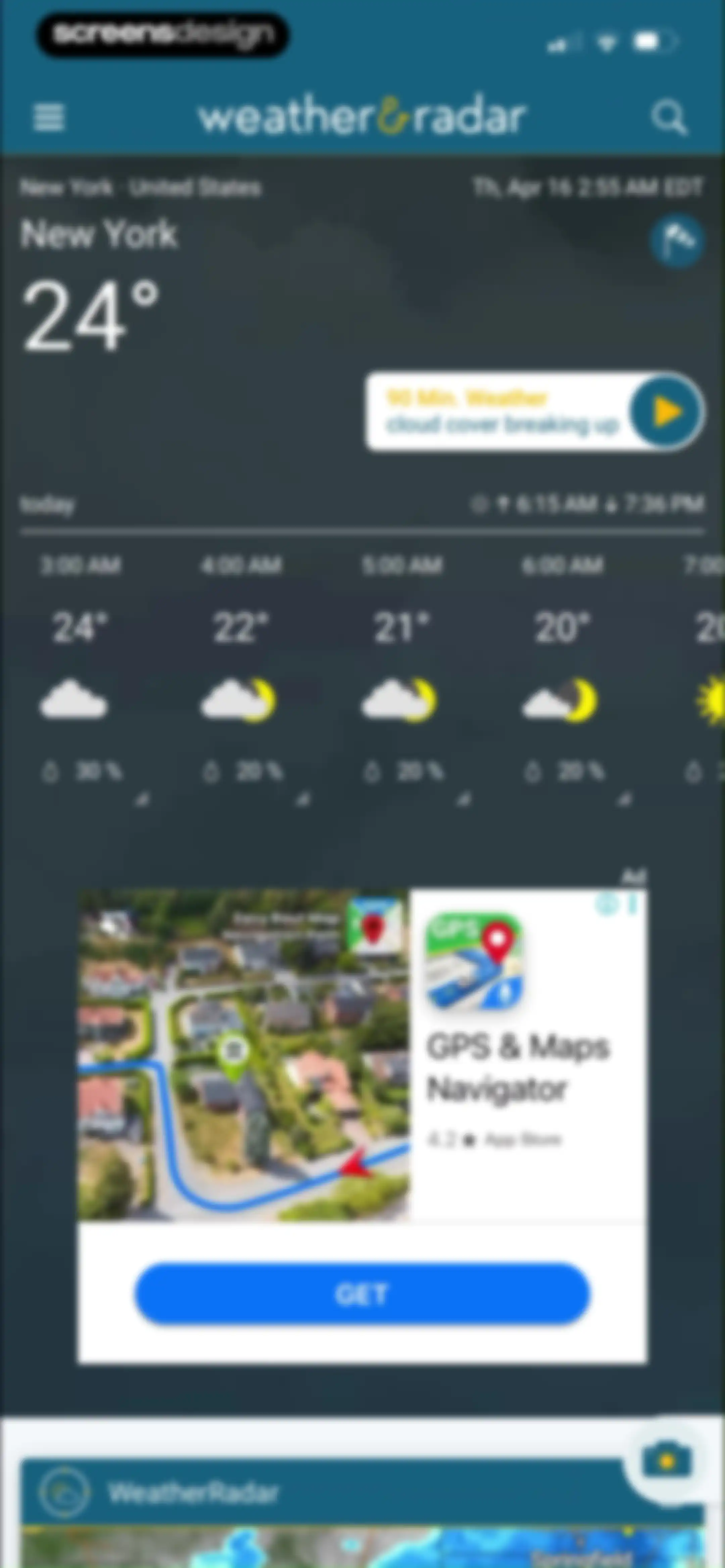Weather & Radar screen 33