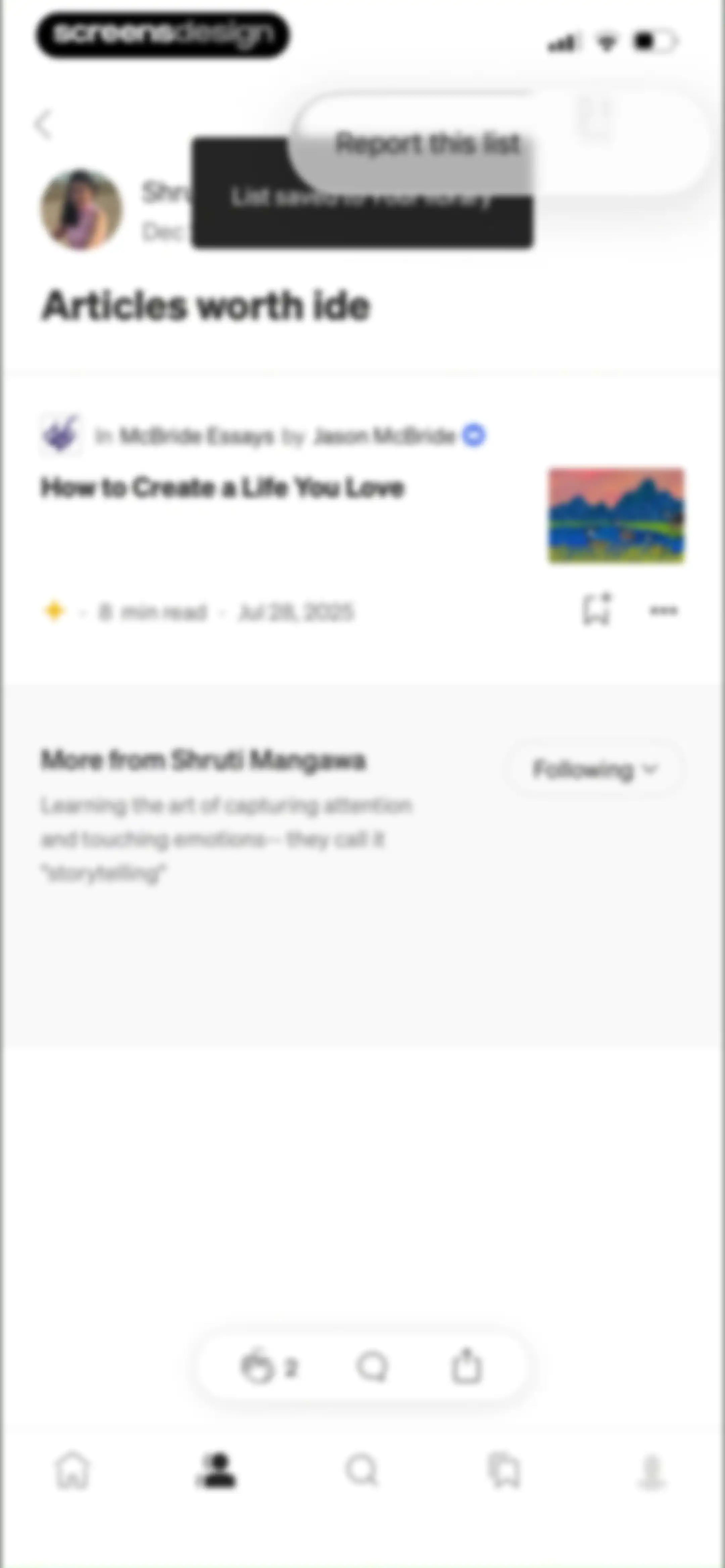 Medium: Read & Write Stories screen 68