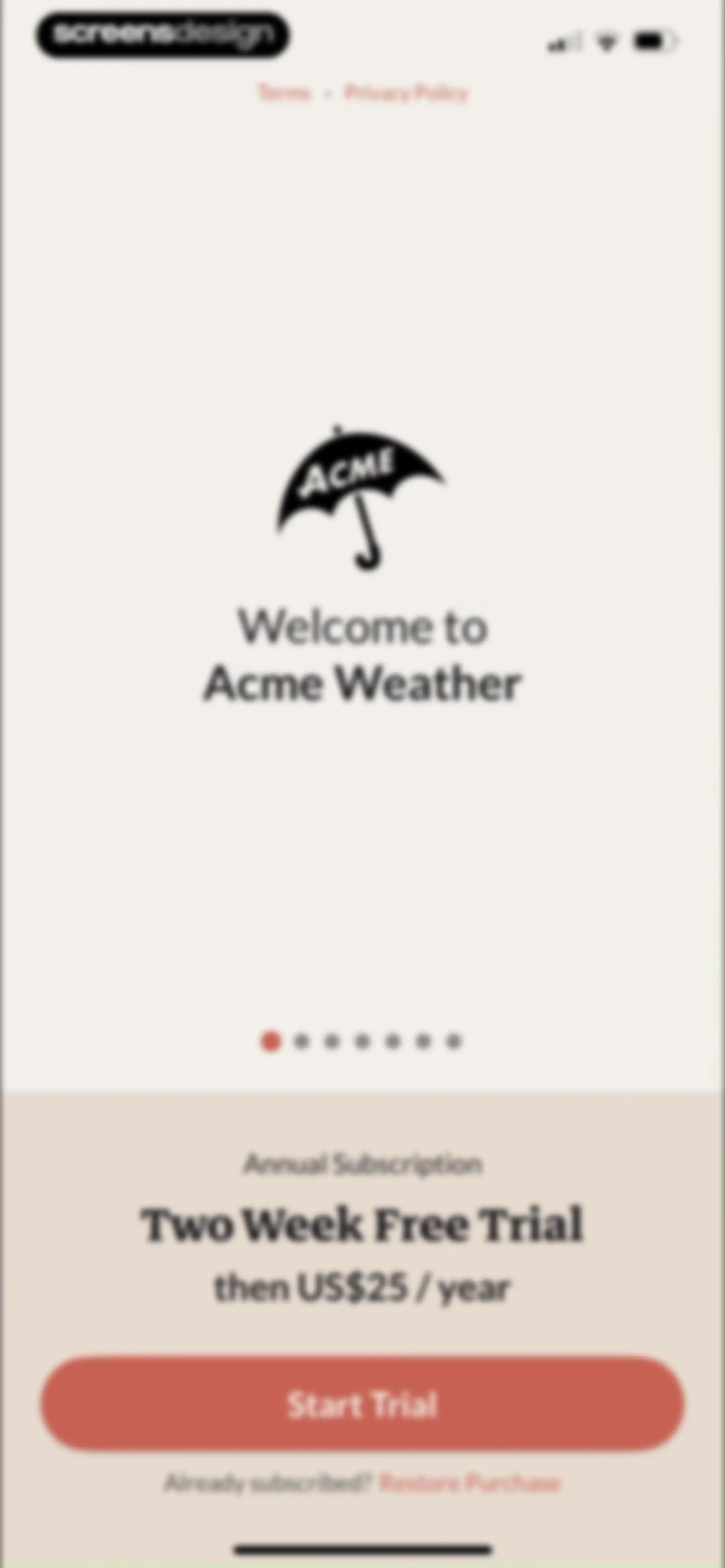 Acme Weather screen 1