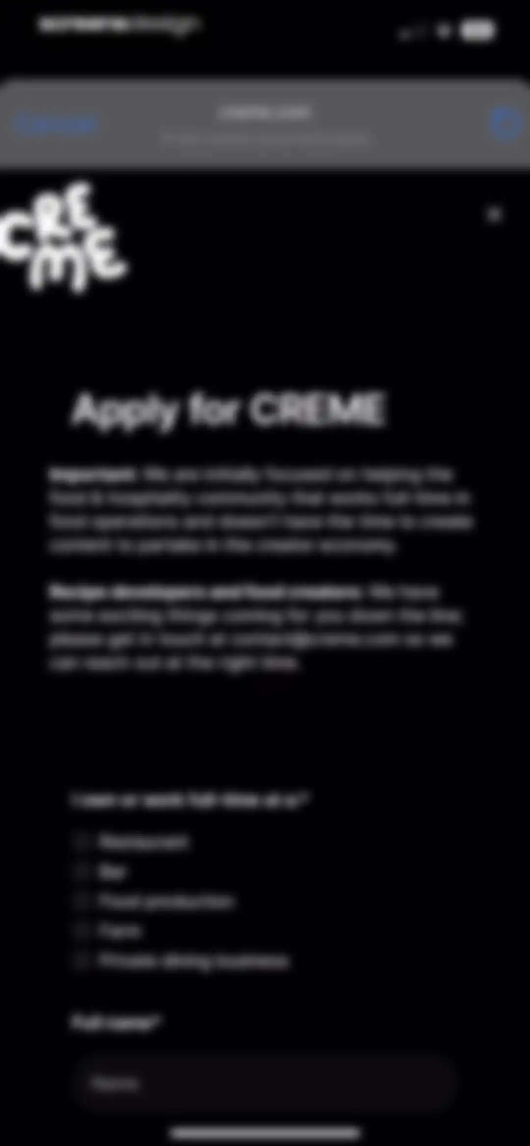 CREME: Create Memorable Meals screen 108