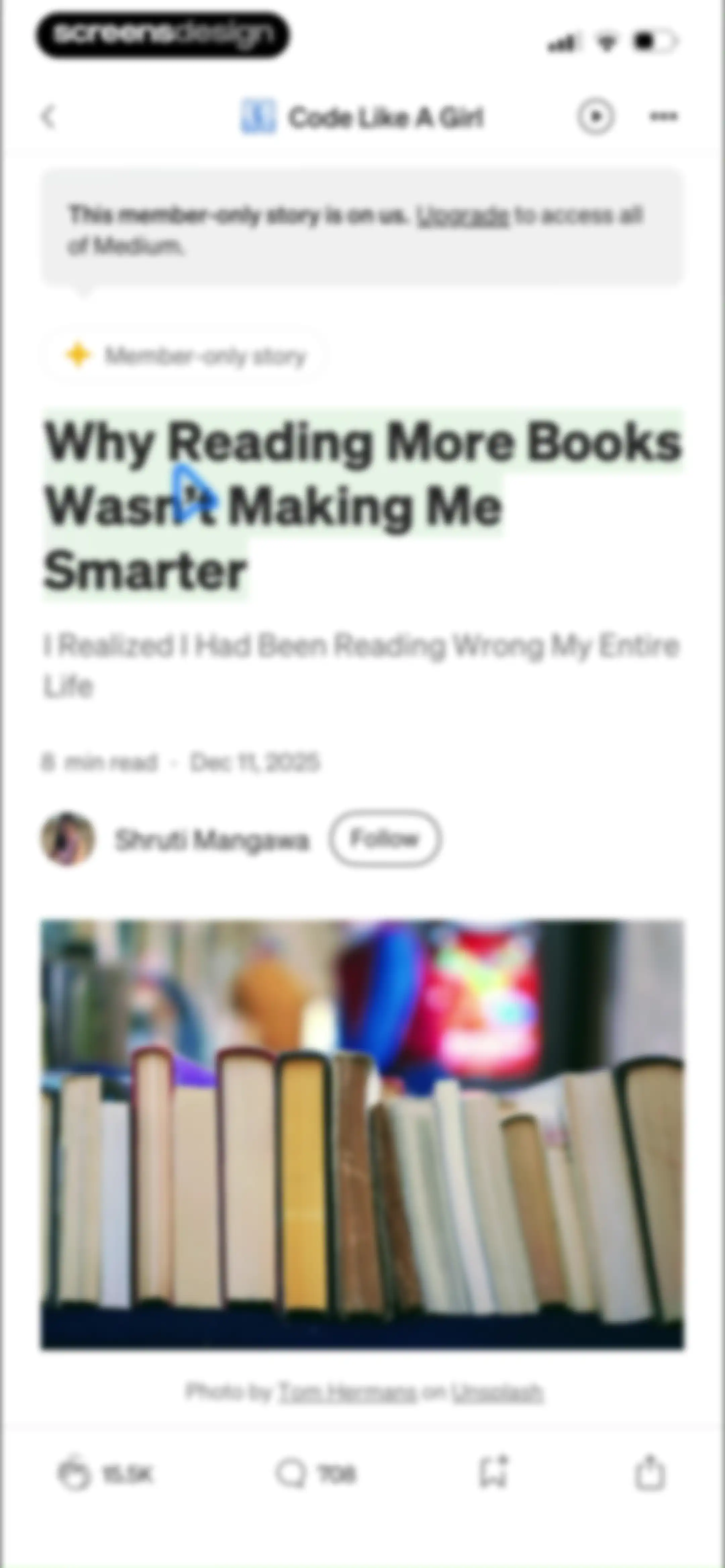 Medium: Read & Write Stories screen 17