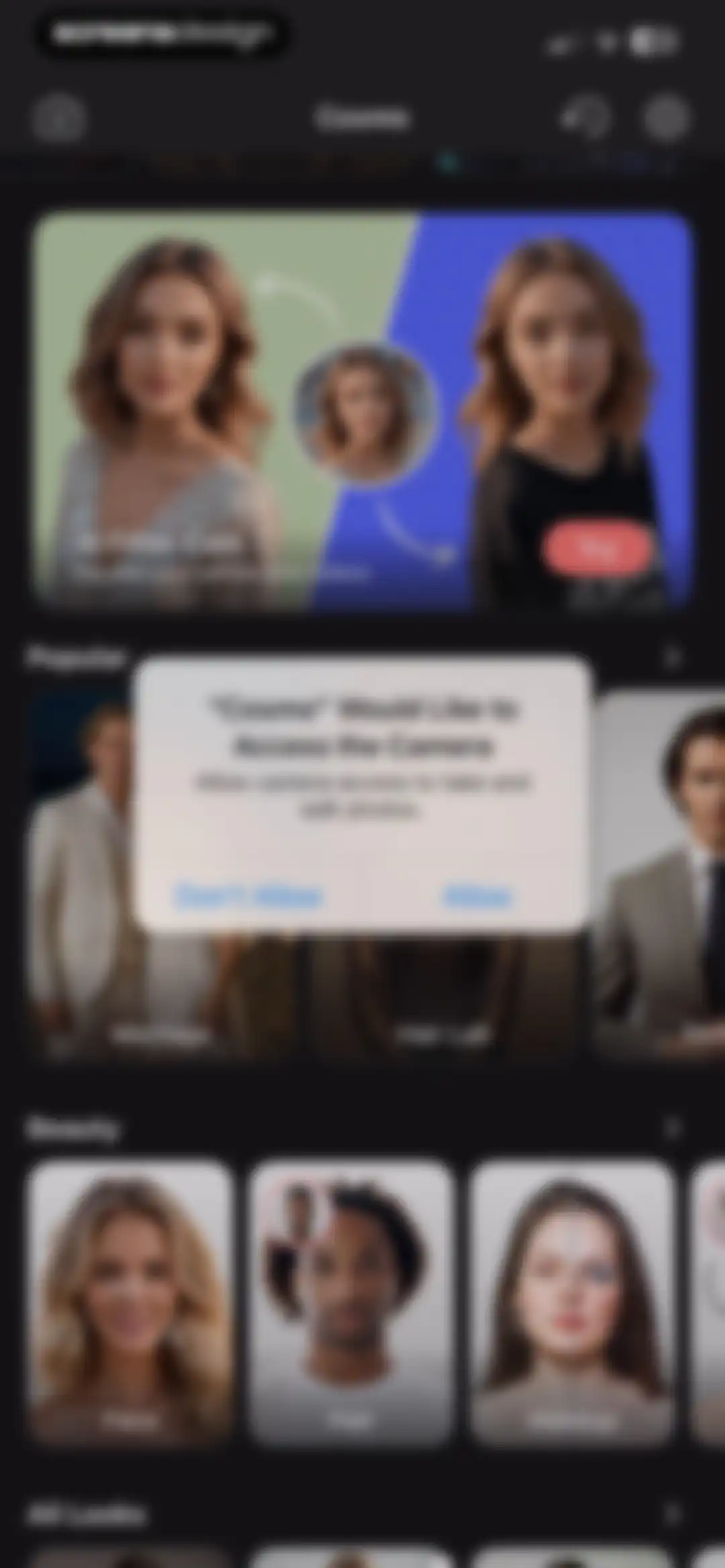Cosmo: AI Editor, Hair Filters screen 62