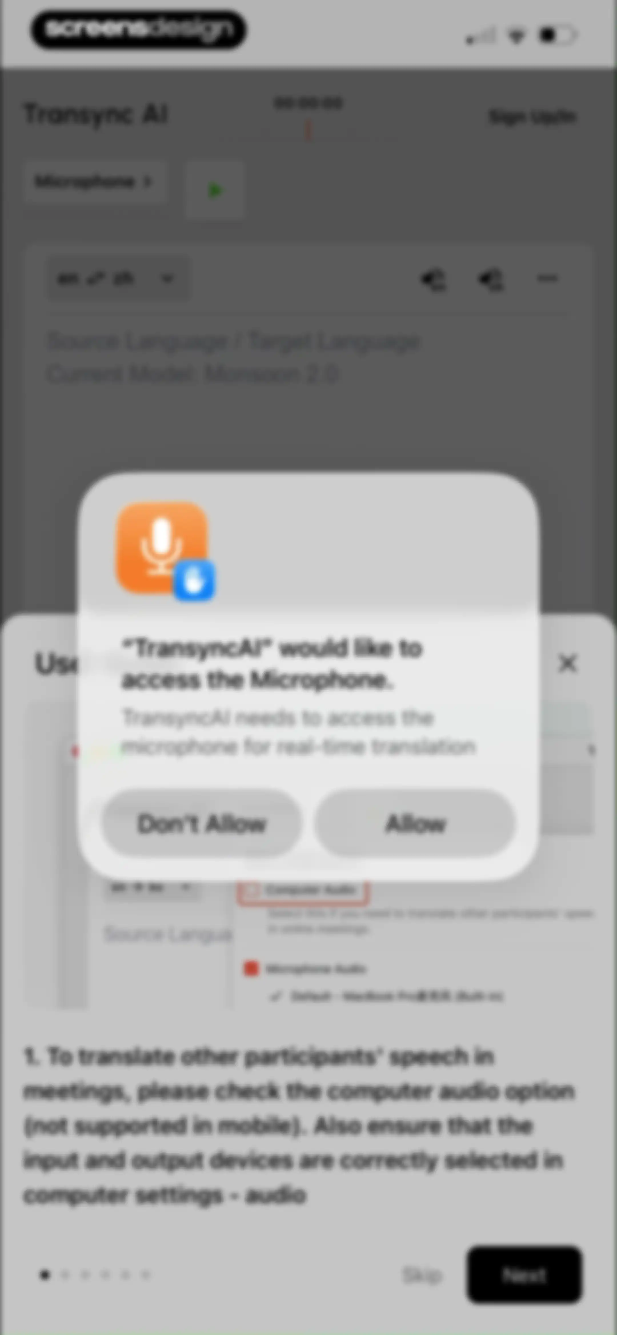 Transync AI - Translator screen 2