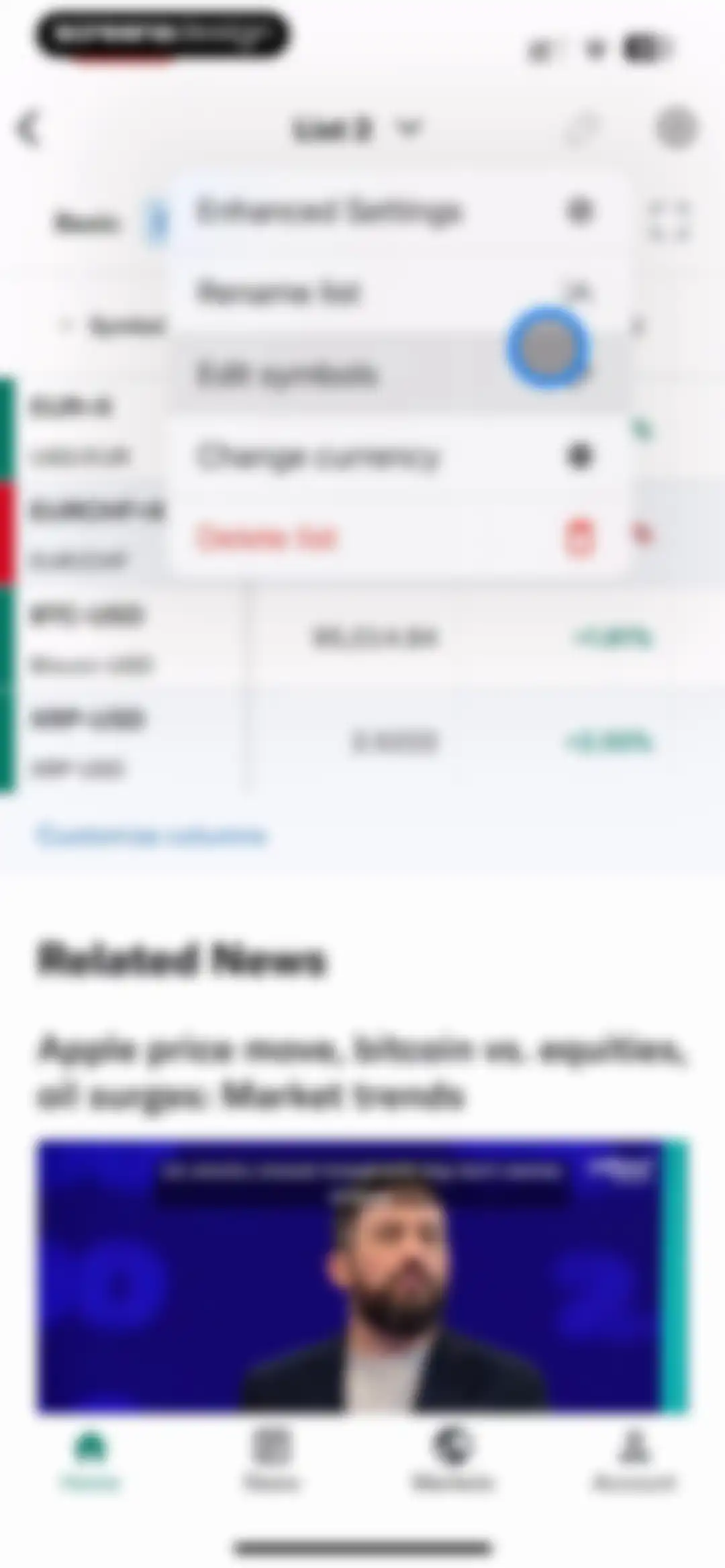 Yahoo Finance: Stocks, Markets screen 127
