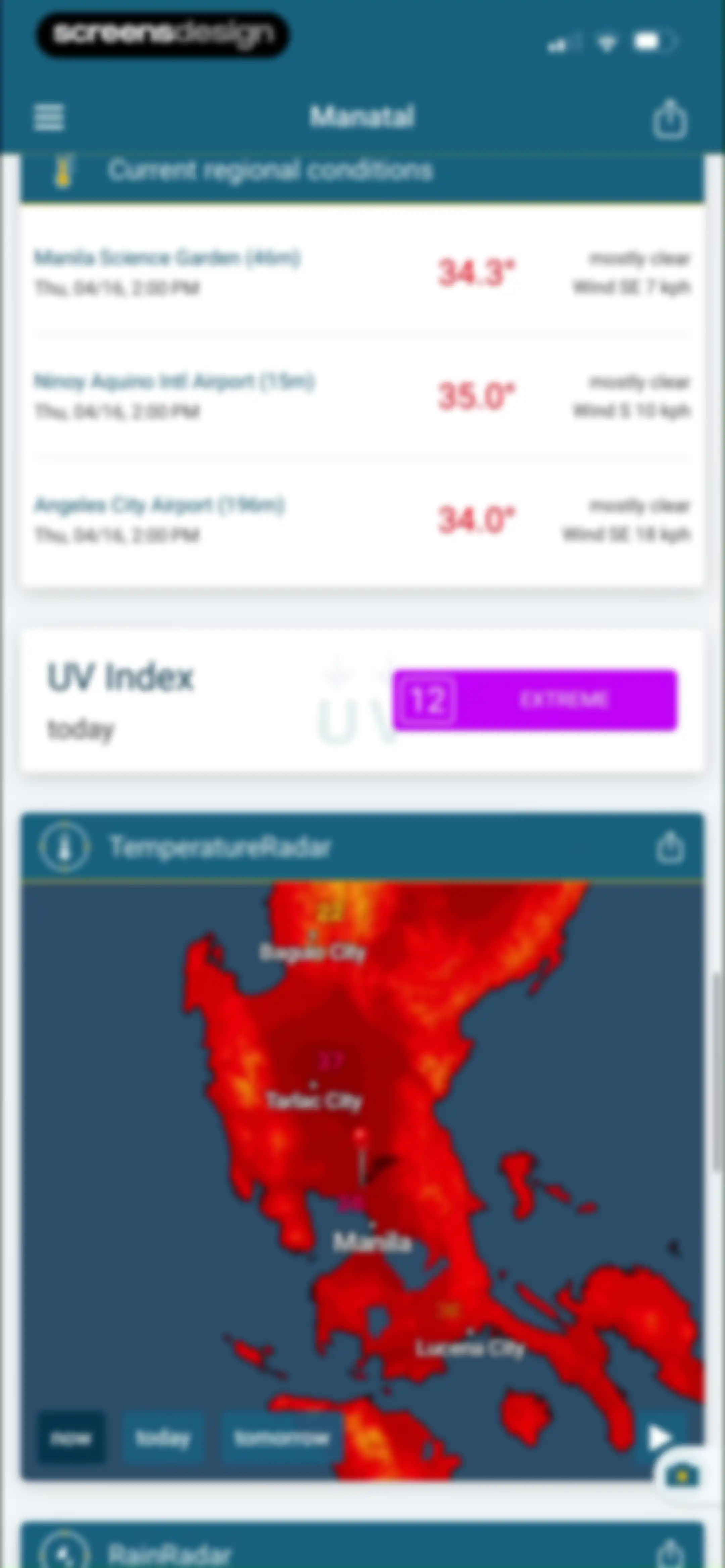 Weather & Radar screen 25
