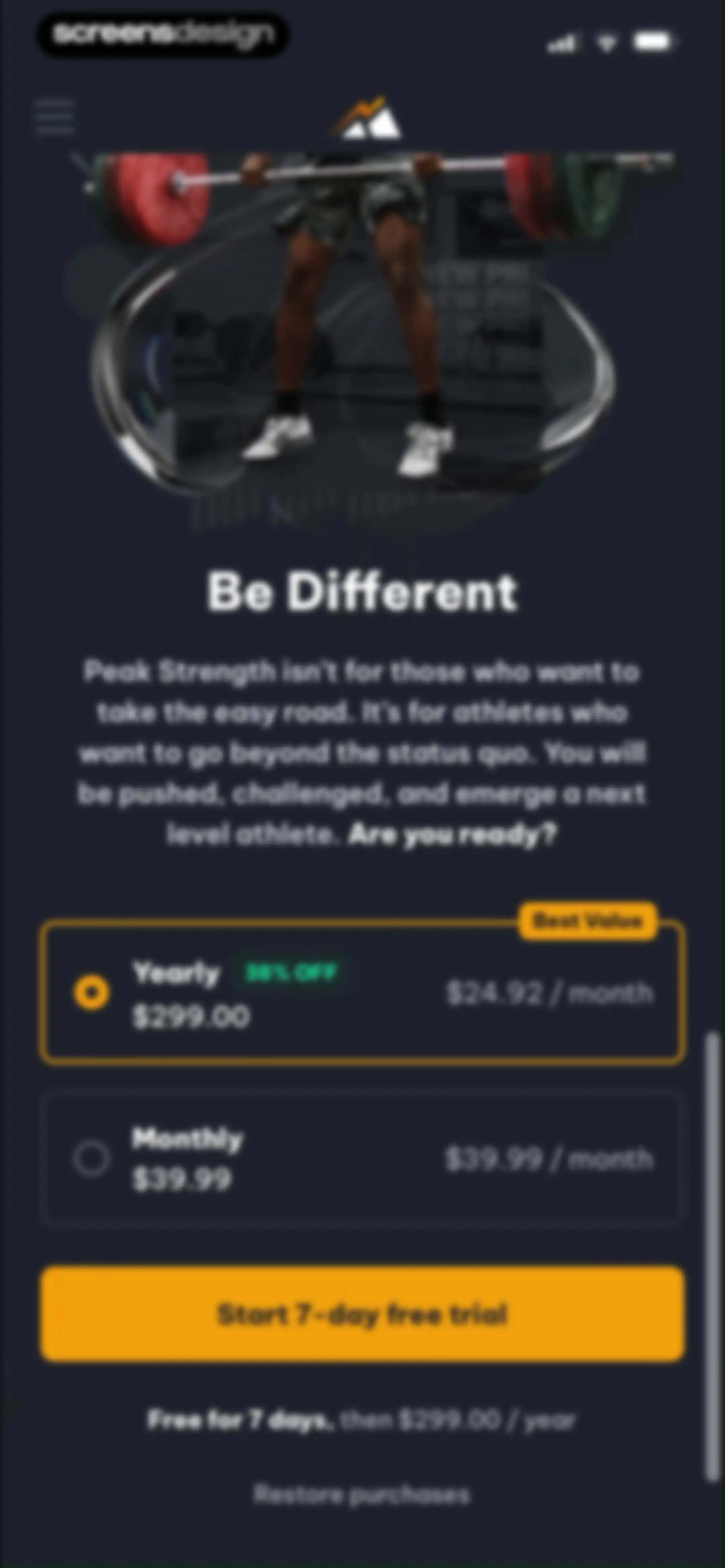 Peak Strength screen 22