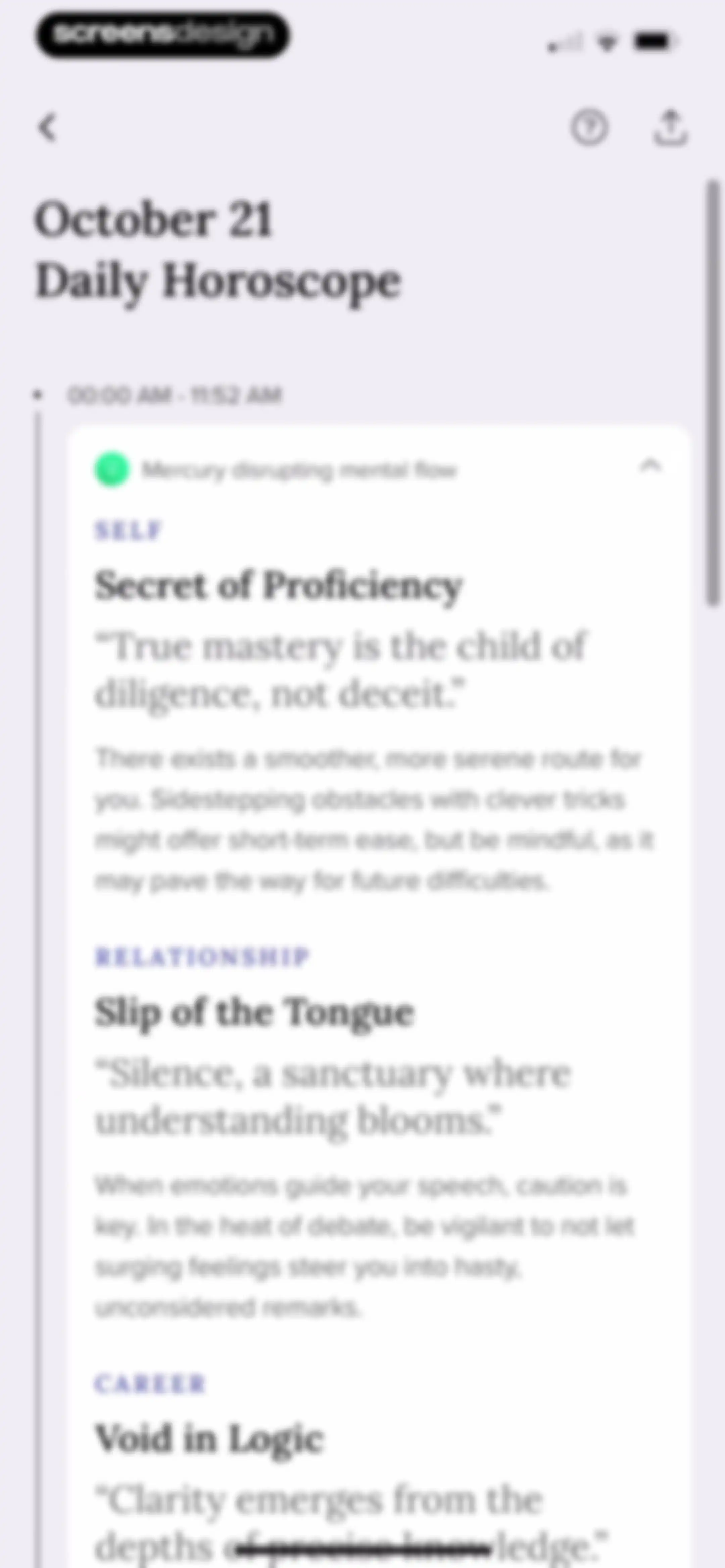 FORCETELLER: Daily Horoscope screen 54