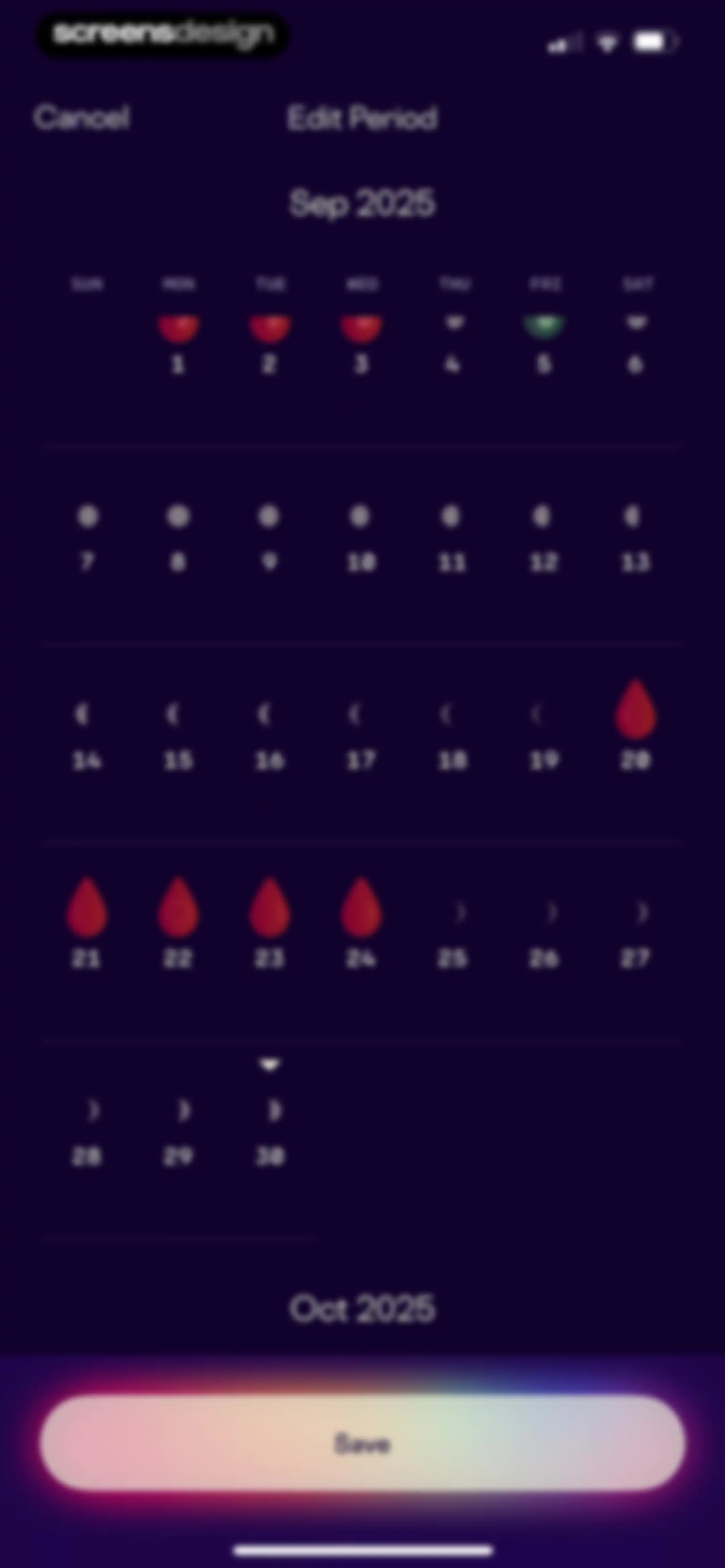 Stardust Period Tracker screen 108