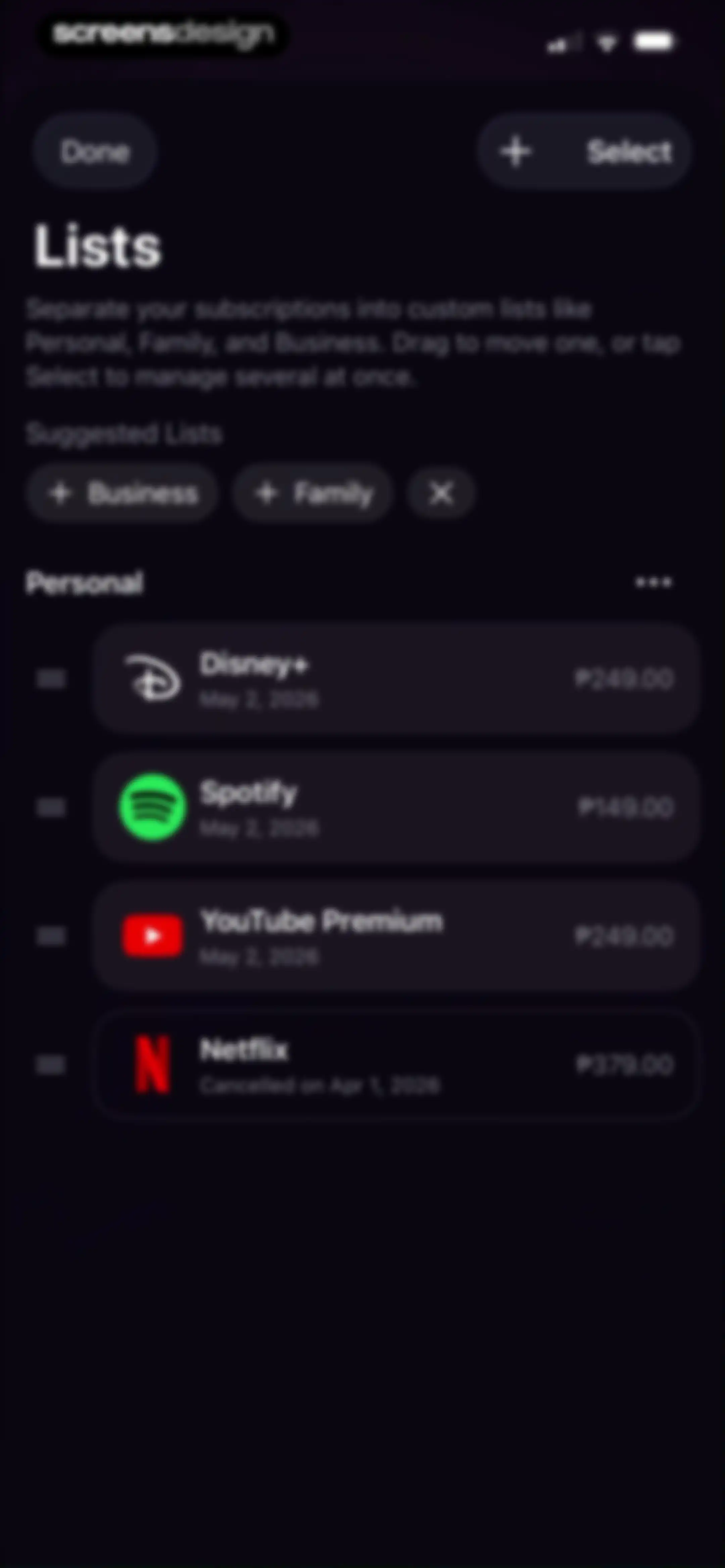 Subscription Manager: Orbit screen 25