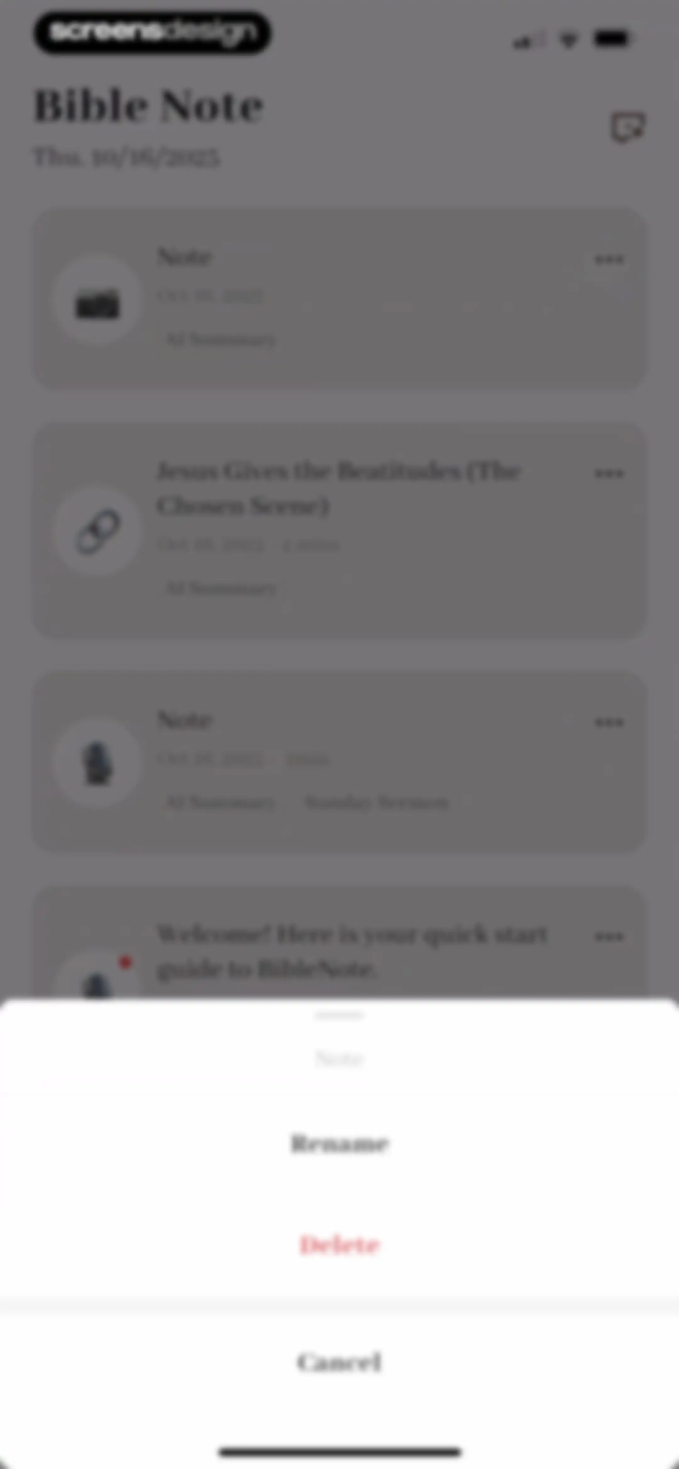 Bible Note: Sermon Notes screen 61