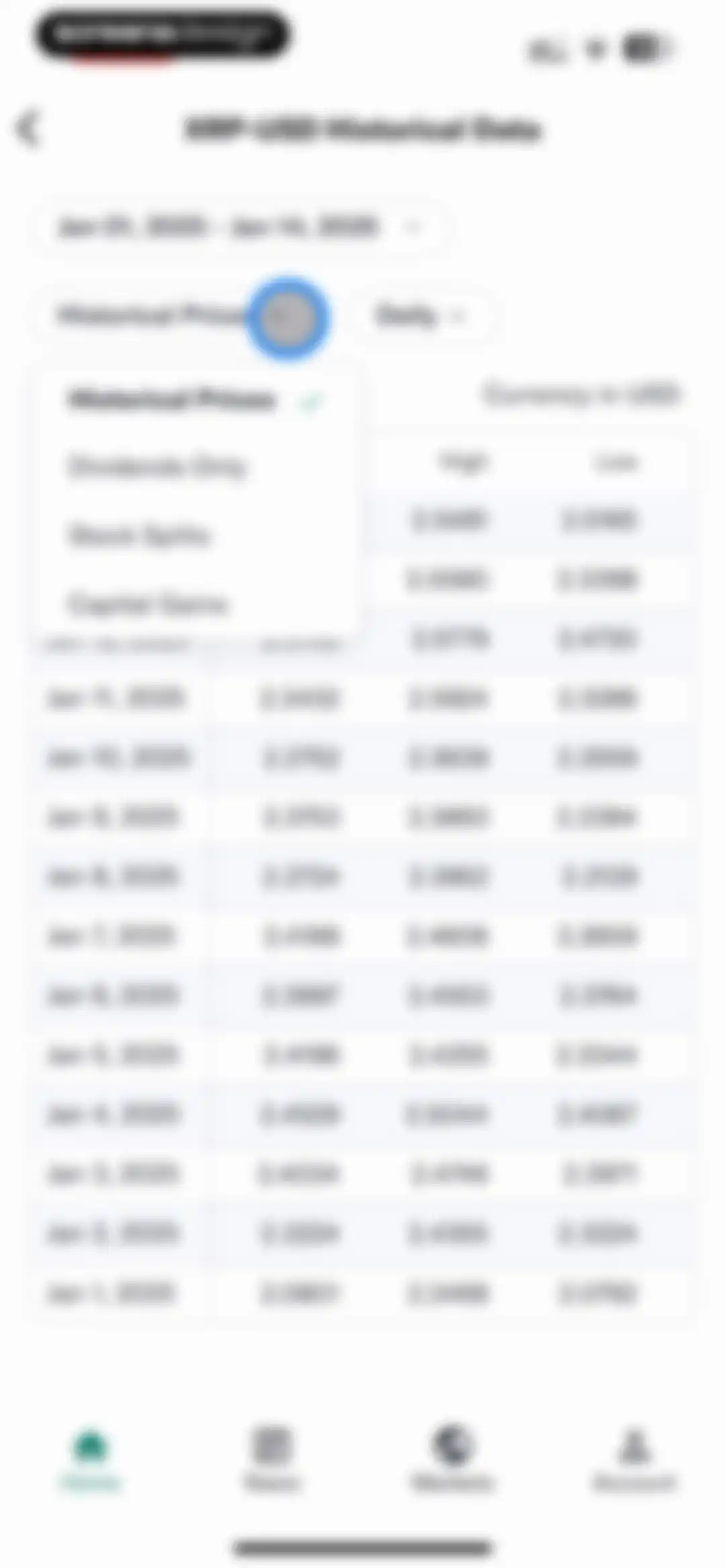 Yahoo Finance: Stocks, Markets screen 72
