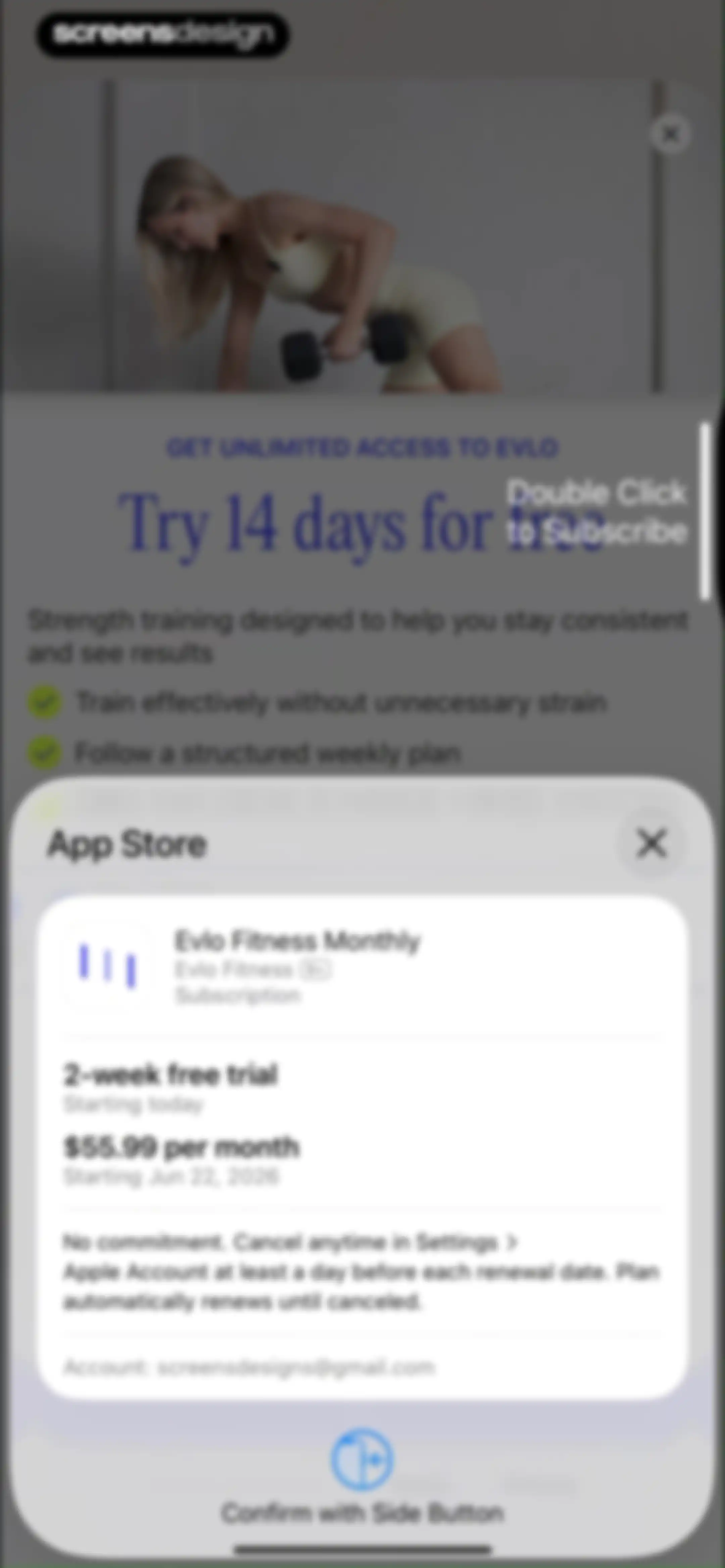 Evlo Fitness screen 4
