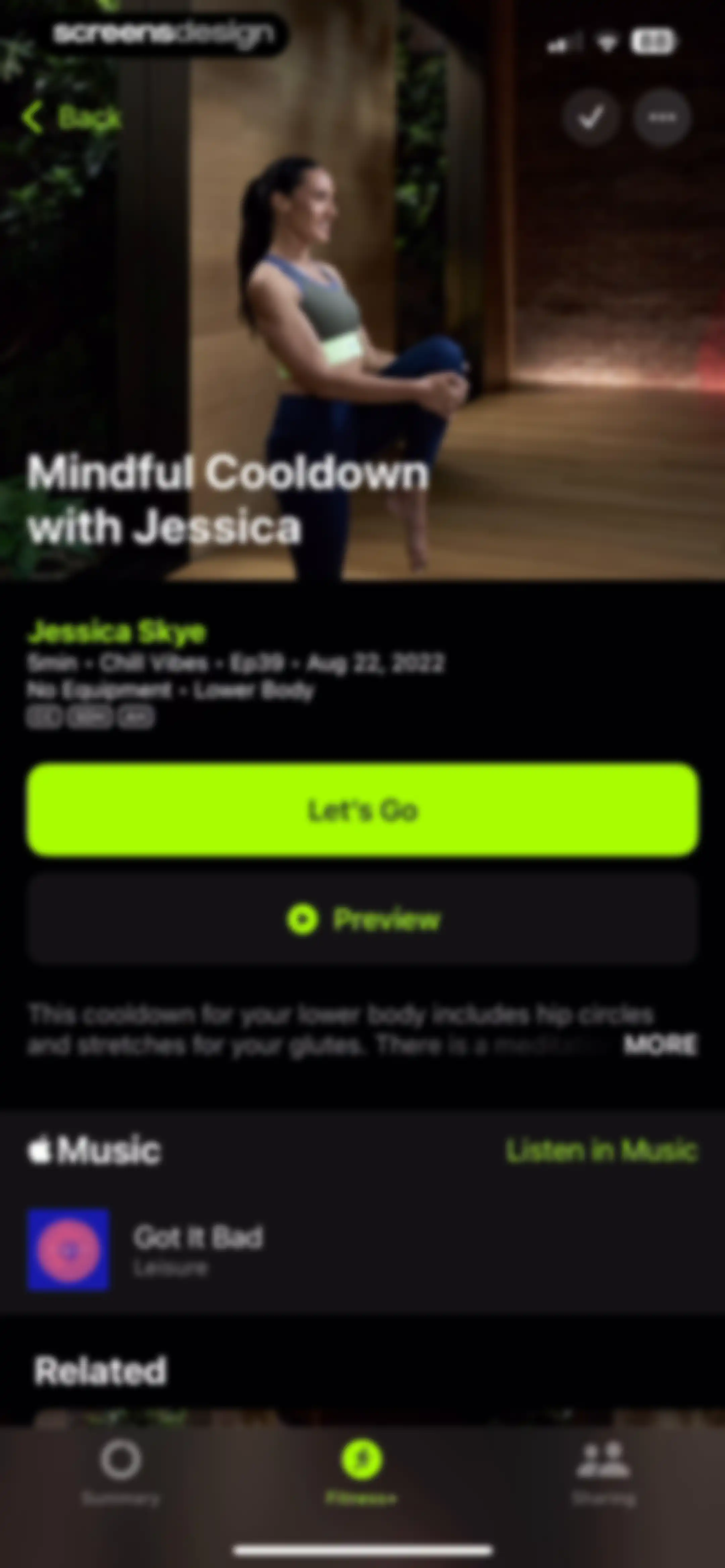 Apple Fitness screen 110