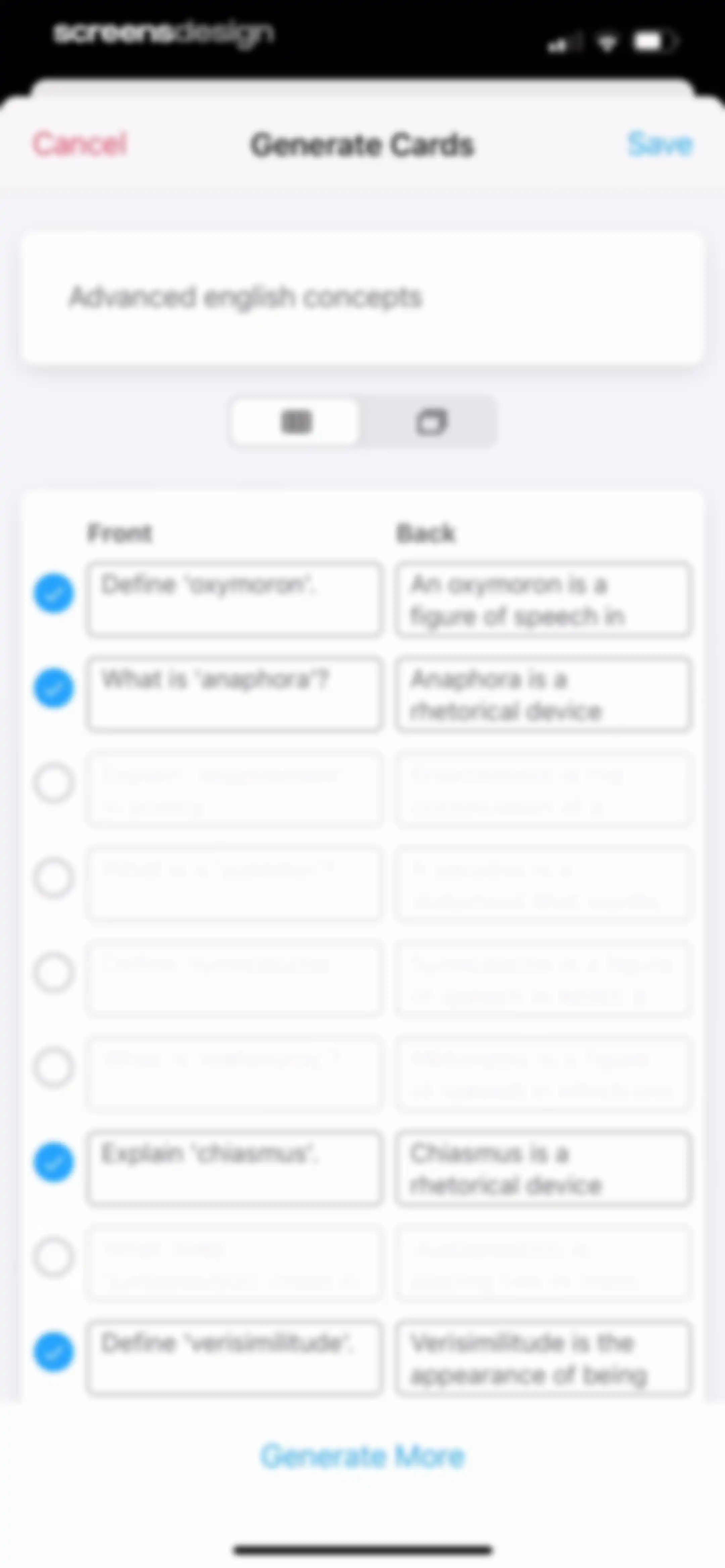 AlgoApp - Flashcards screen 48