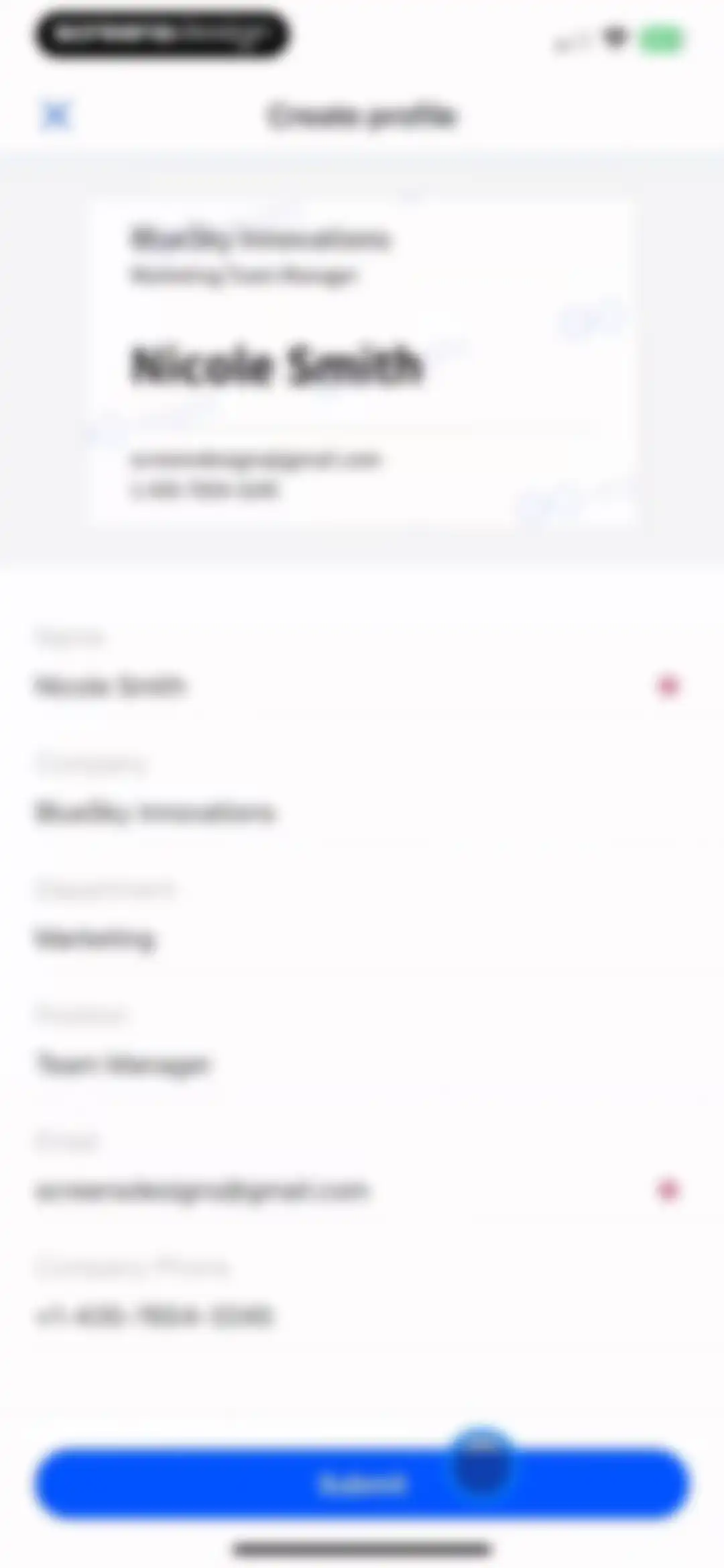 Eight: Business Card Manager screen 11