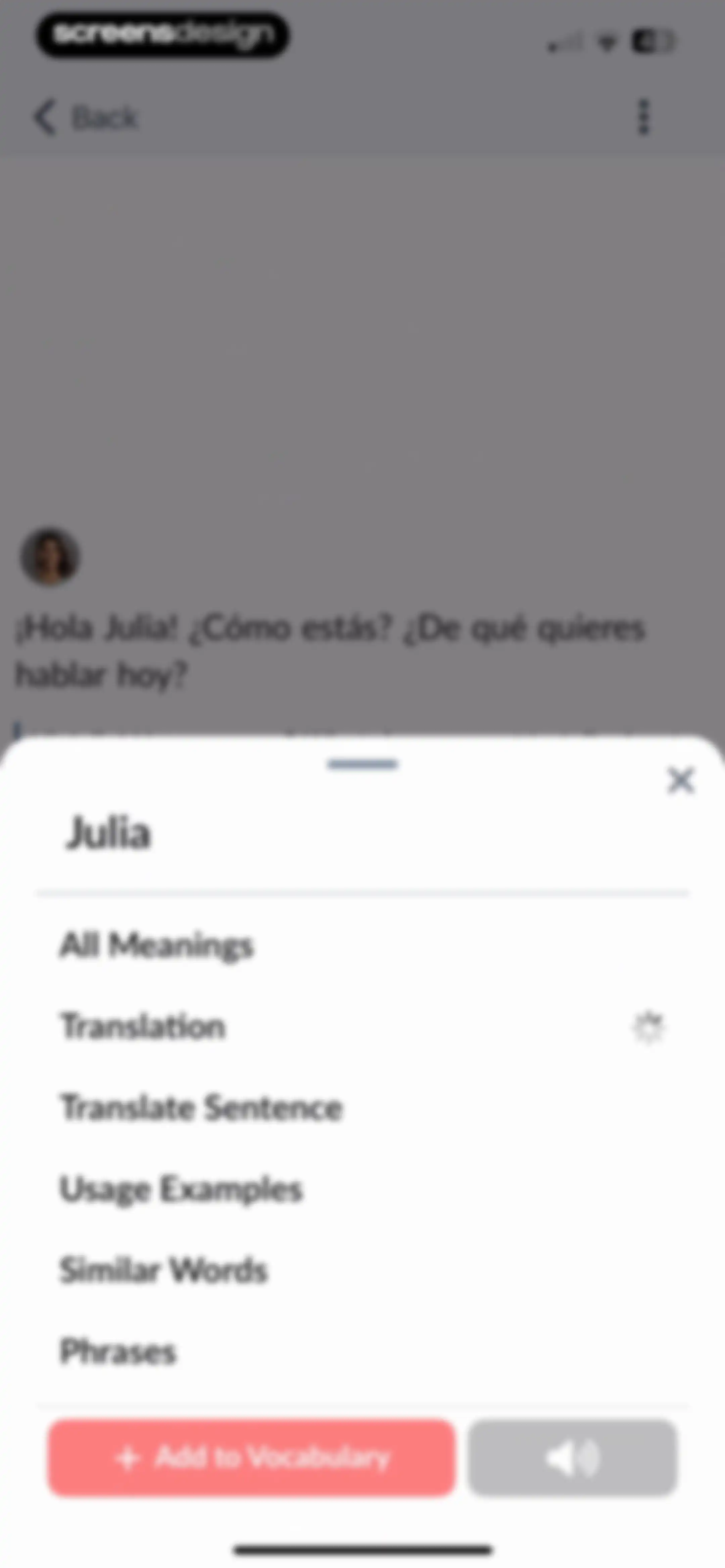 Langua: AI language learning screen 42