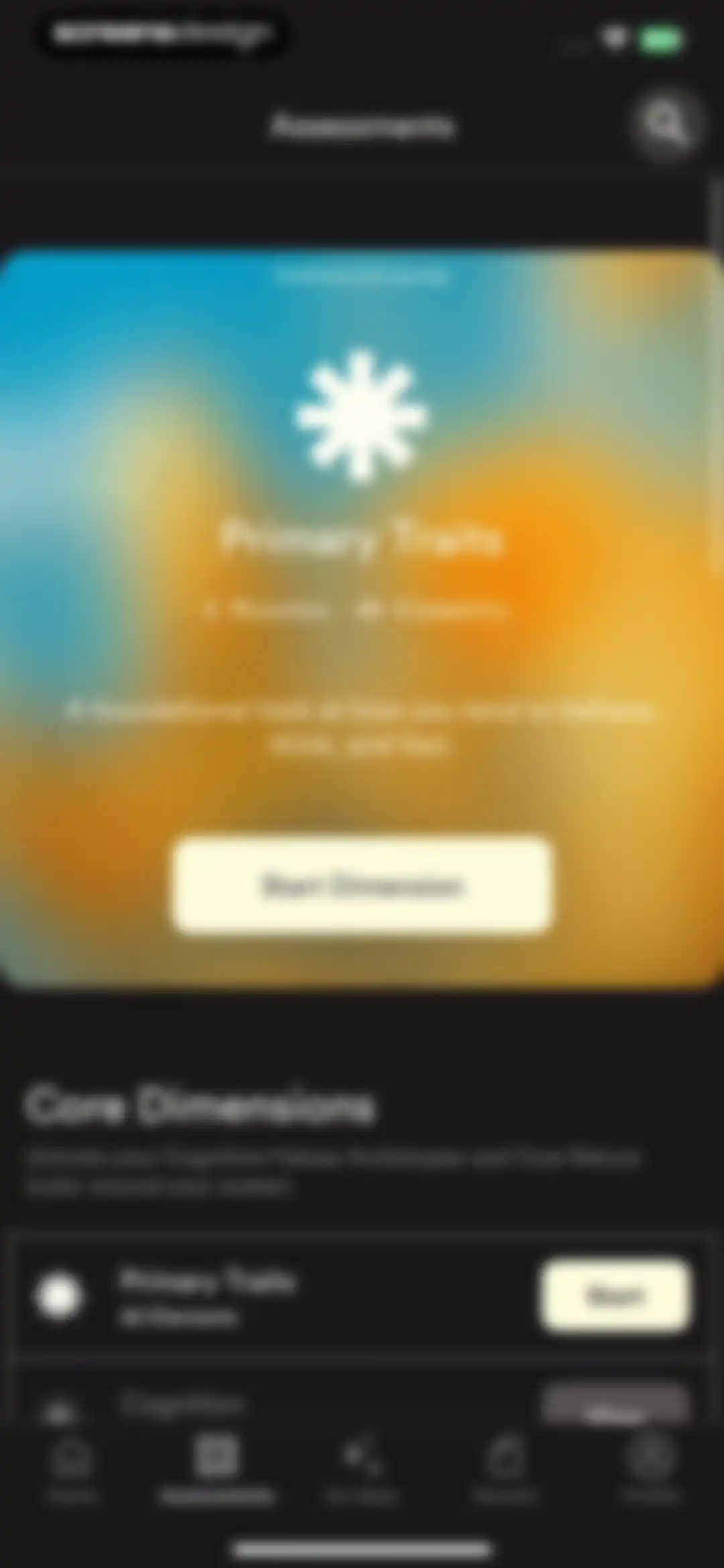 Dimensional: Personality Test screen 111