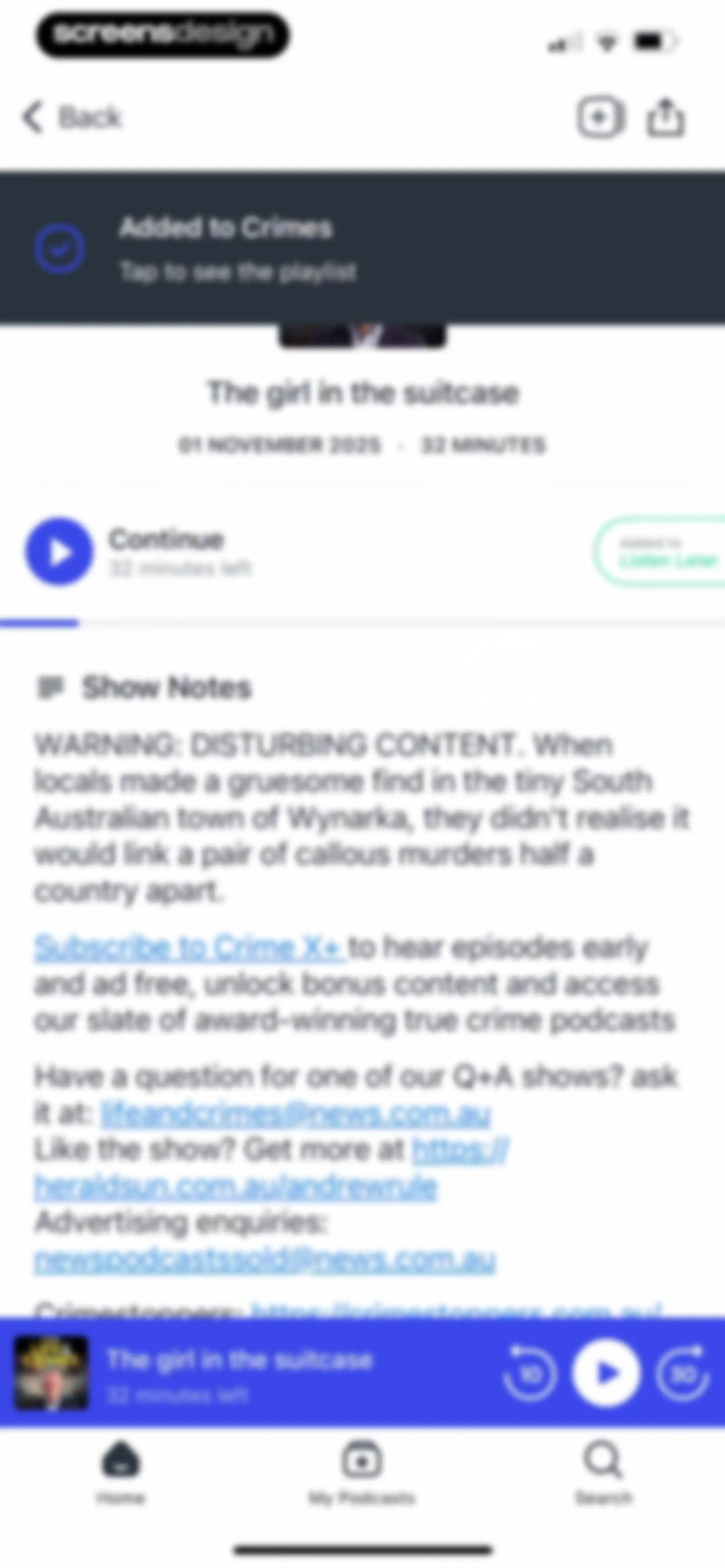 Podcast App screen 22